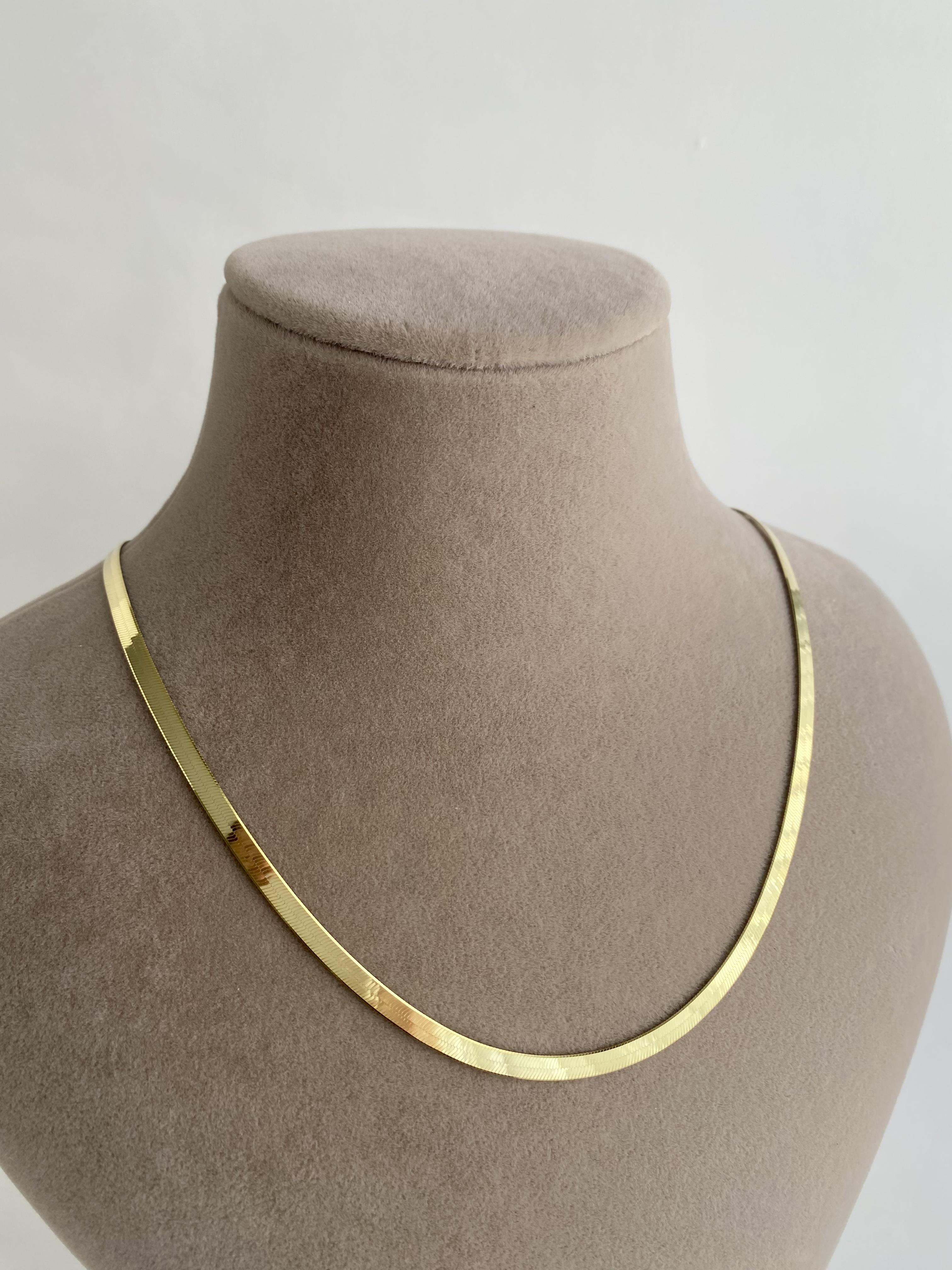 İthal 14 Ayar Sarı Altın Kaplama - 925 Ayar Gümüş İtalyan Ezme Zincir Kolye 50 cm