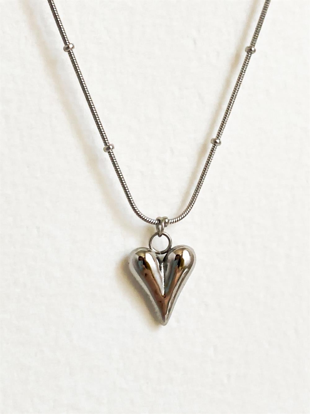 Kalpli Çelik Kolye - Silver