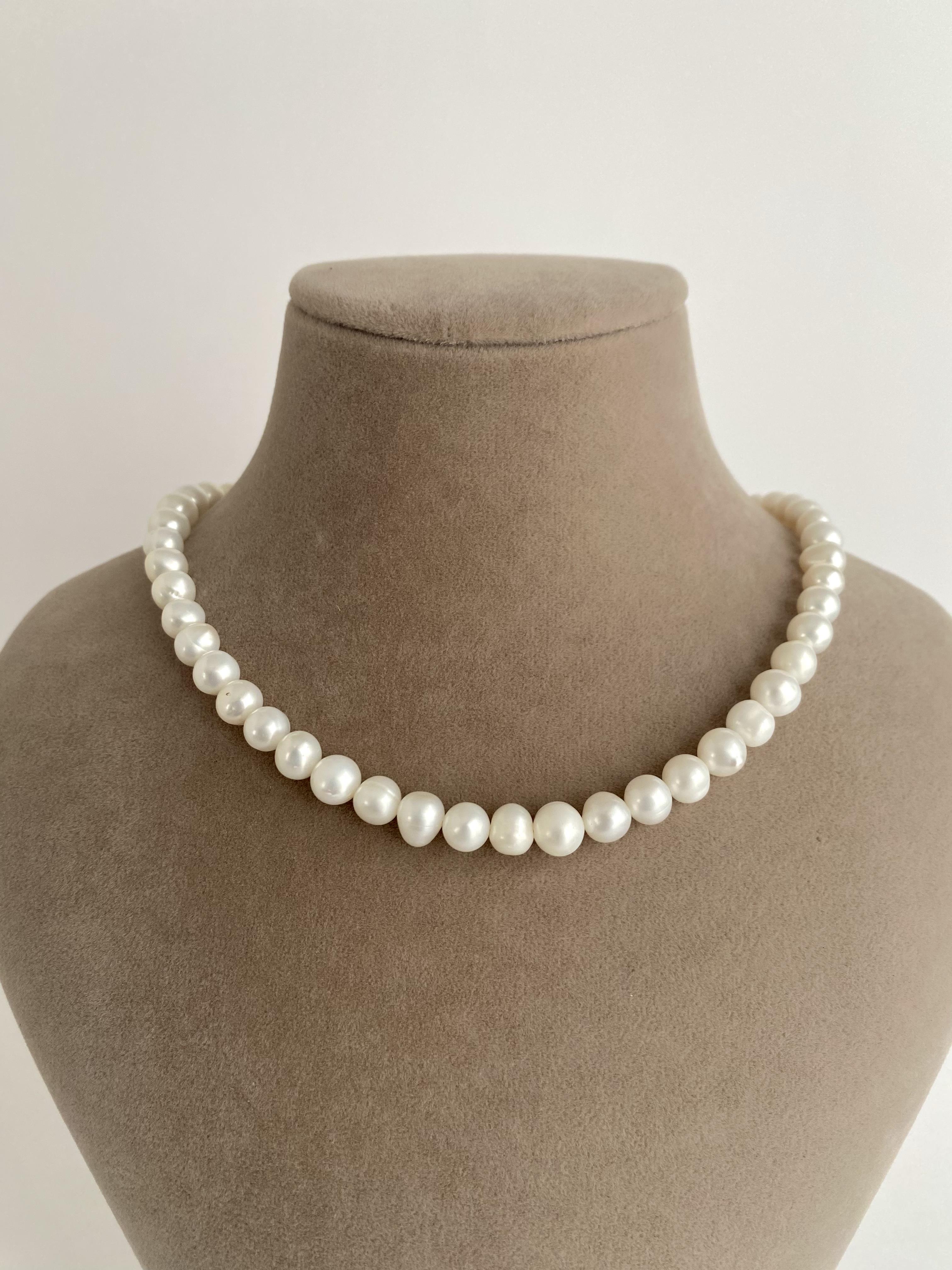 Klasik Gerçek İnci Kolye - Beyaz Orta Yuvarlak