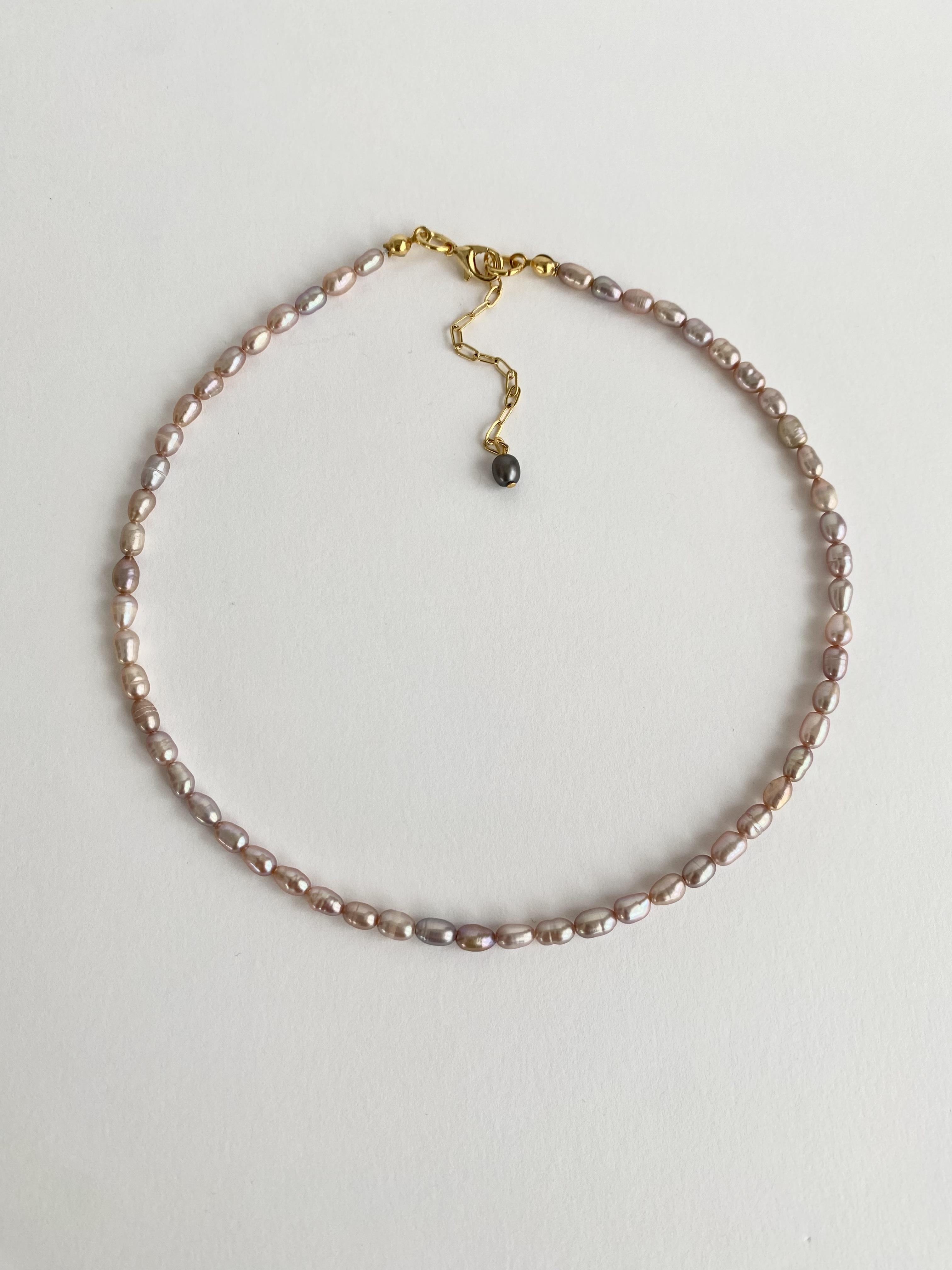 Lila Küçük Arpa Gerçek İnci Kolye