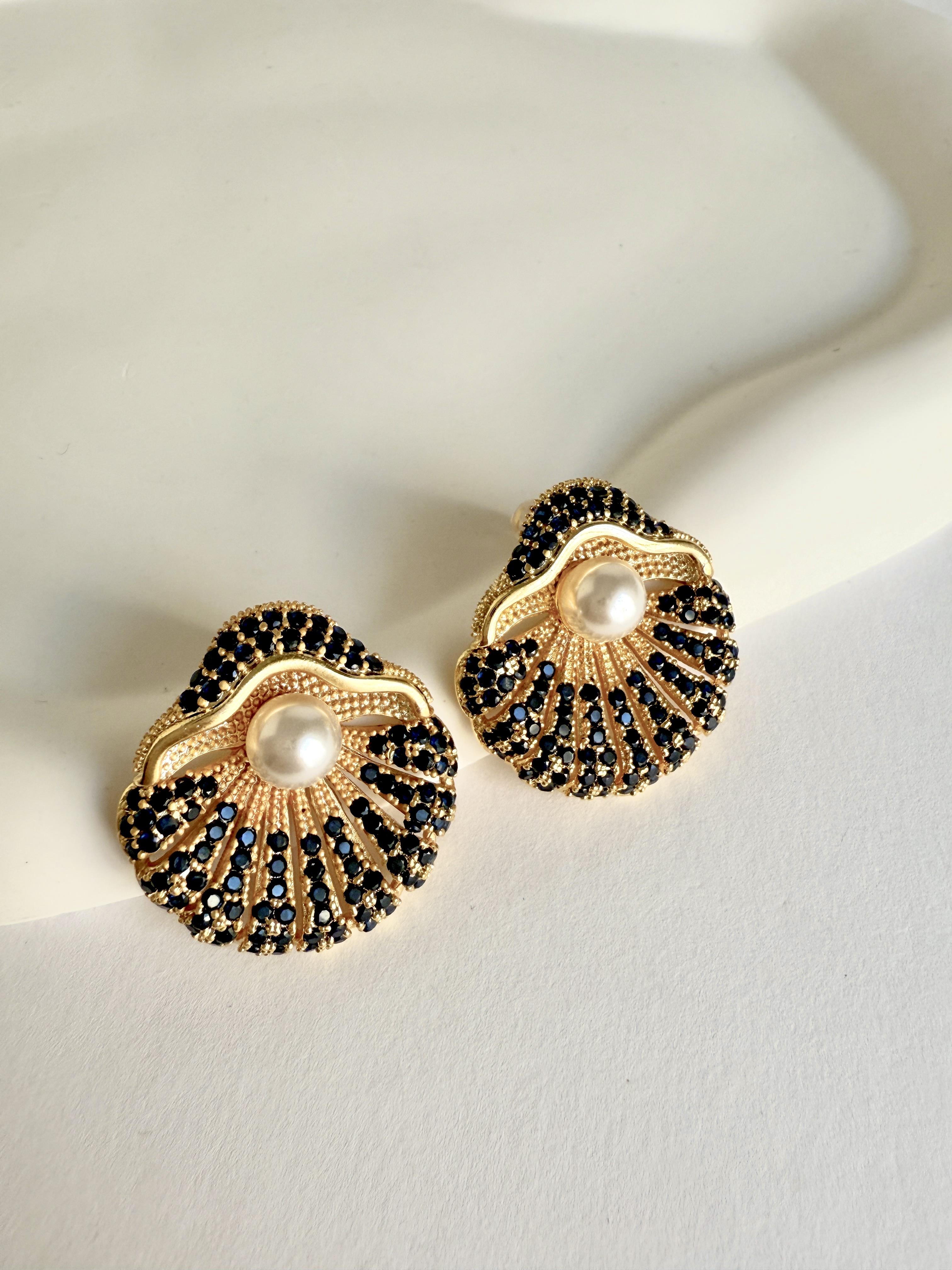 Maris İncili Küpe - Lacivert