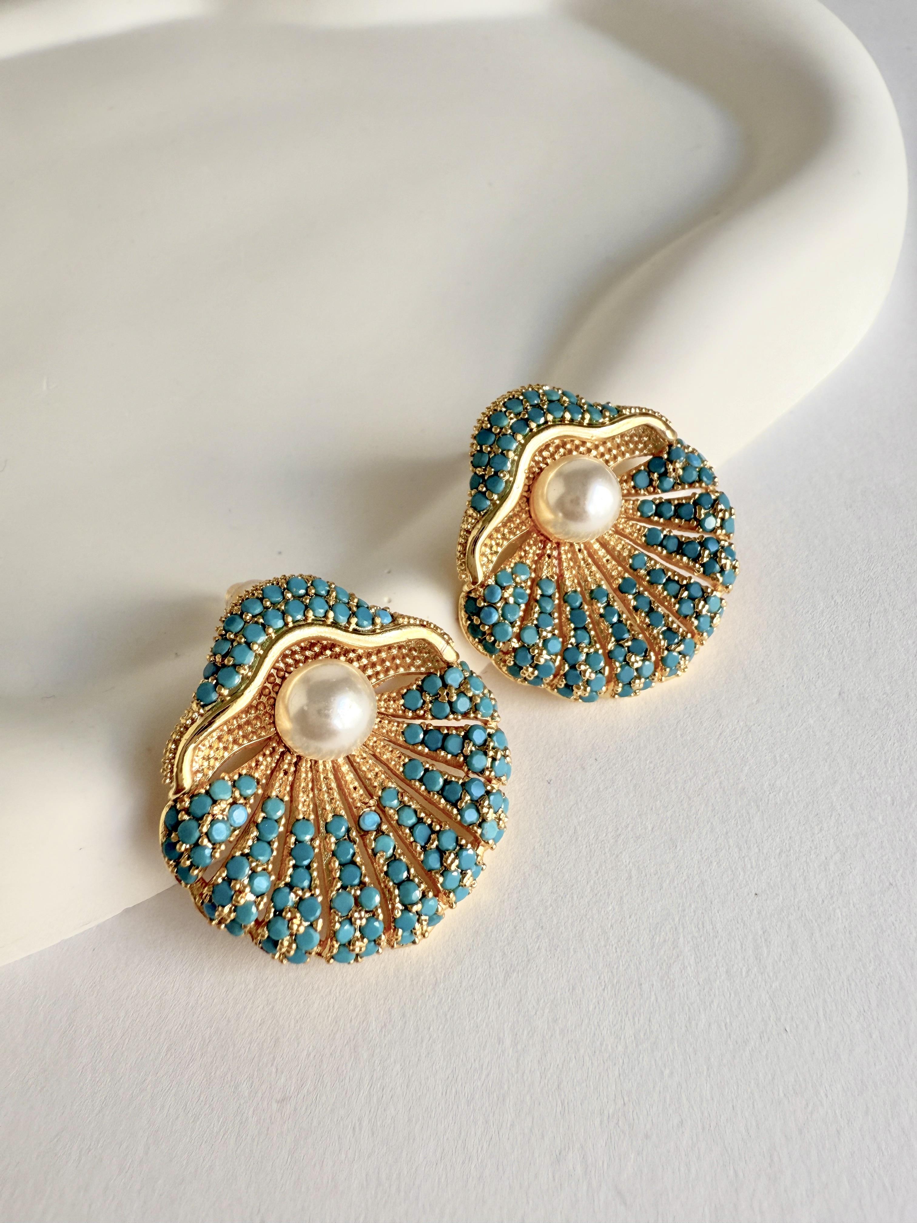 Maris İncili Küpe - Turkuaz