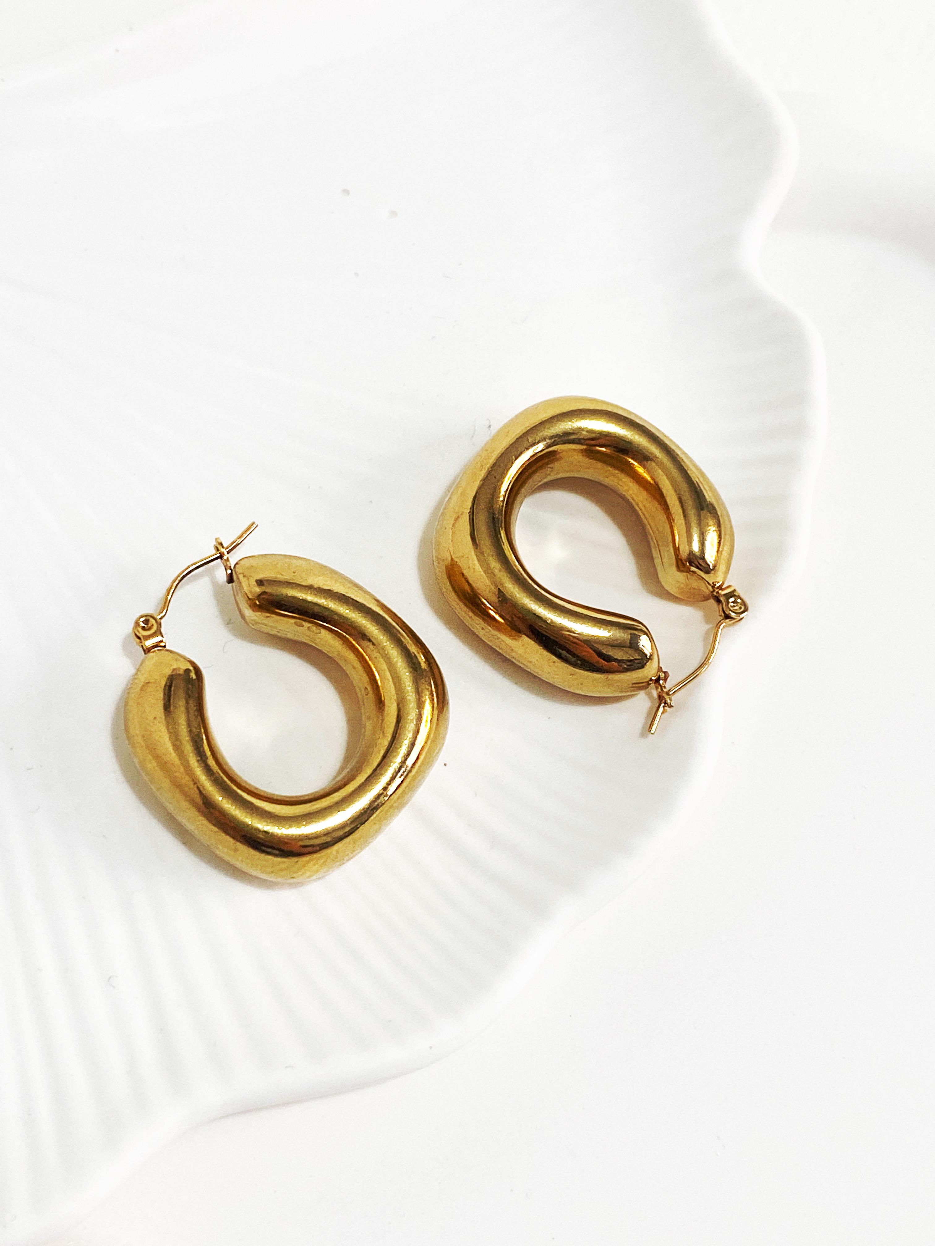 Modern Çelik Kalın Halka Küpe