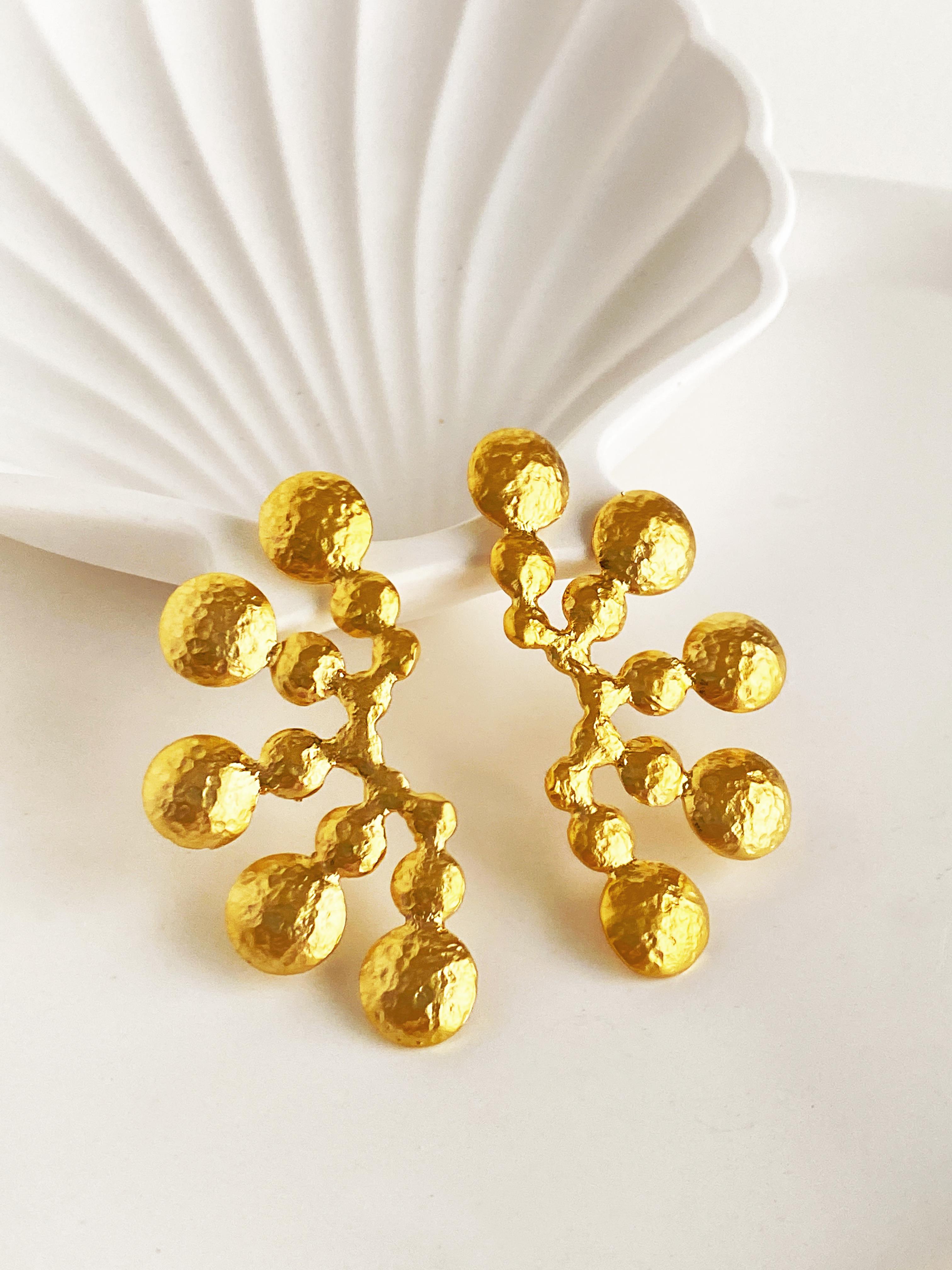 Özel Tasarım Mat Altın Kaplama El Yapımı Güneş Küpe