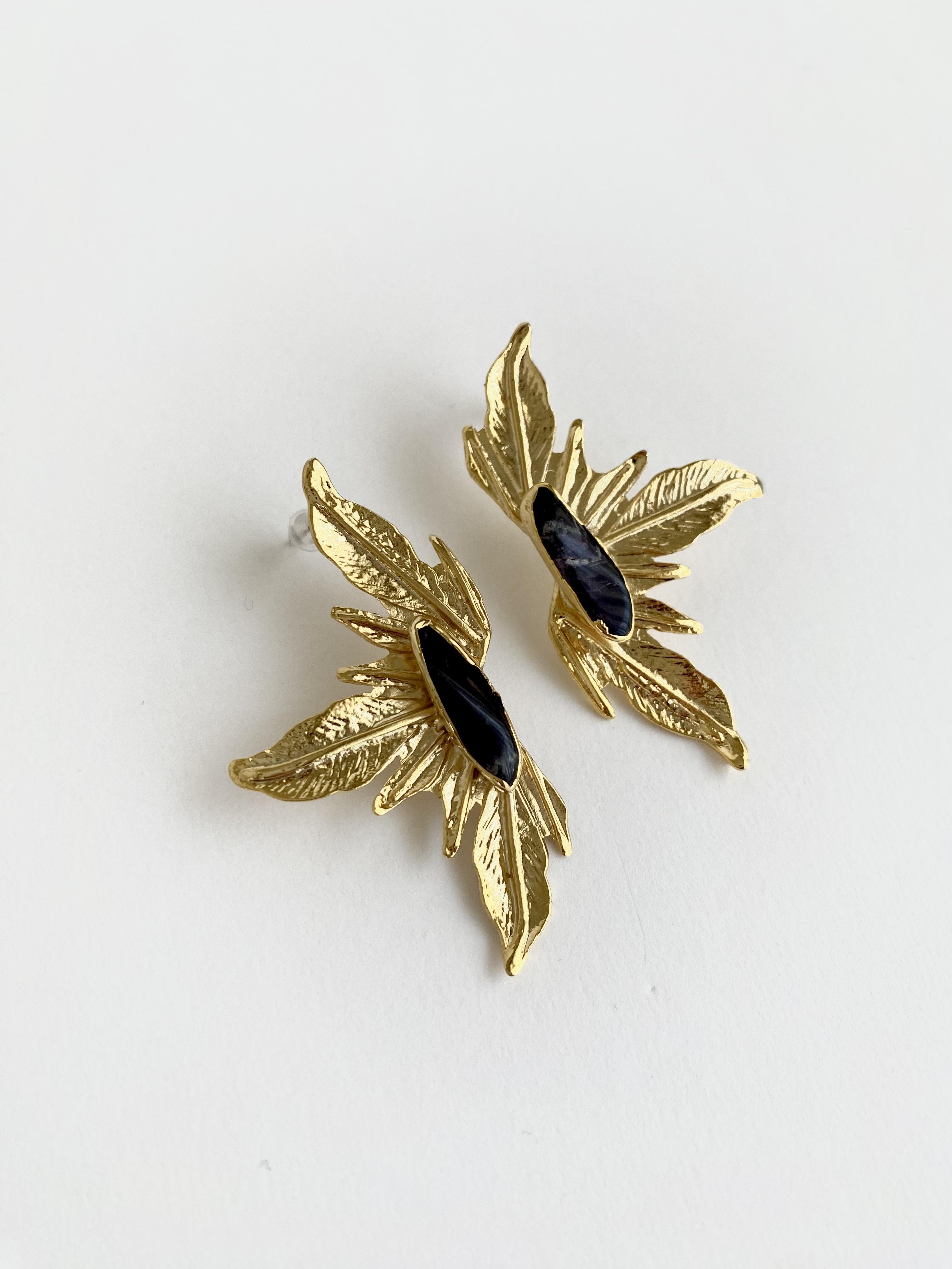 Tasarım Ametist Doğal Taşlı Lilyum Çiçek Küpe 