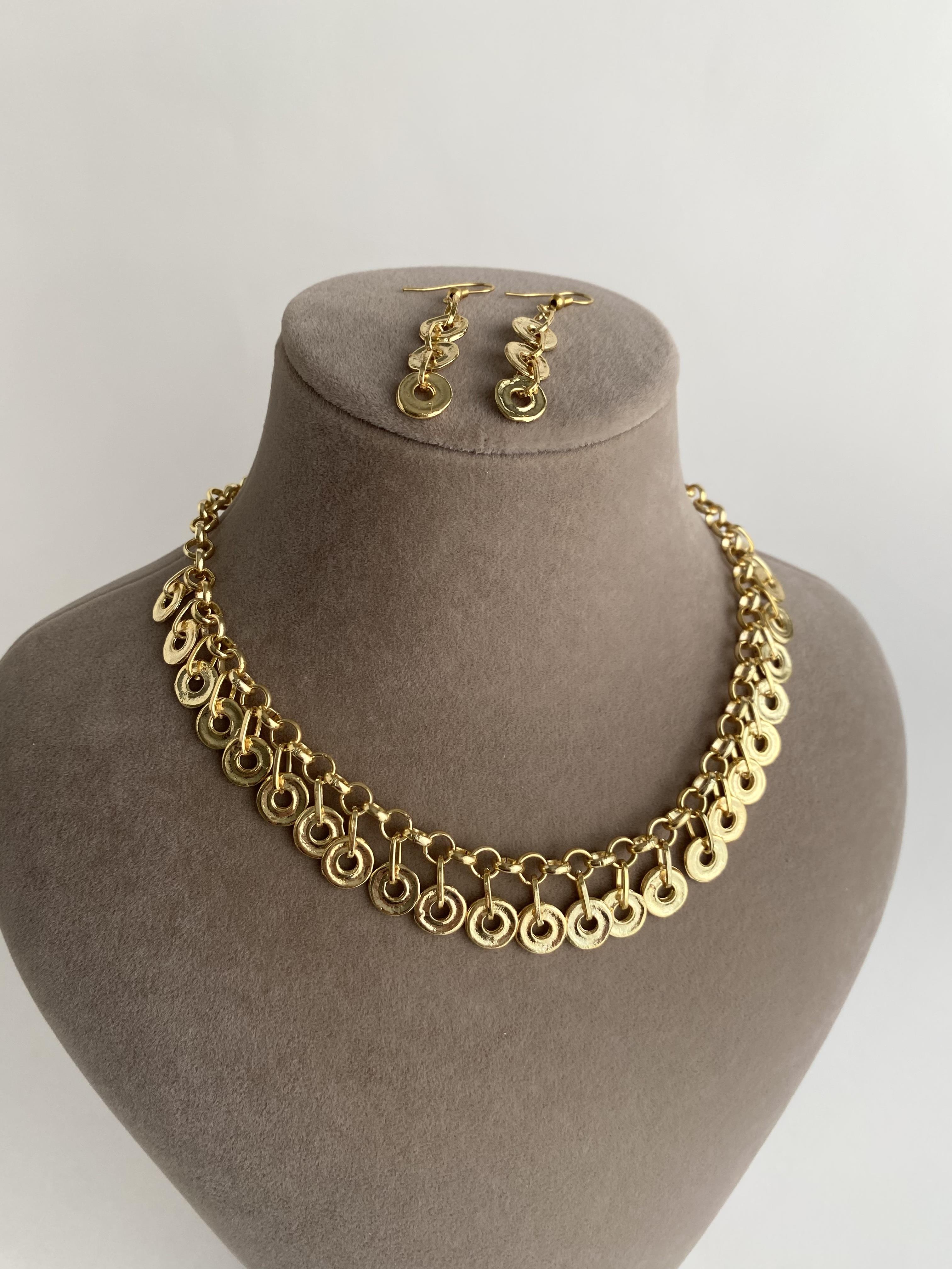 Tasarım Pullu Kolye, Küpe ve Bileklik Seti