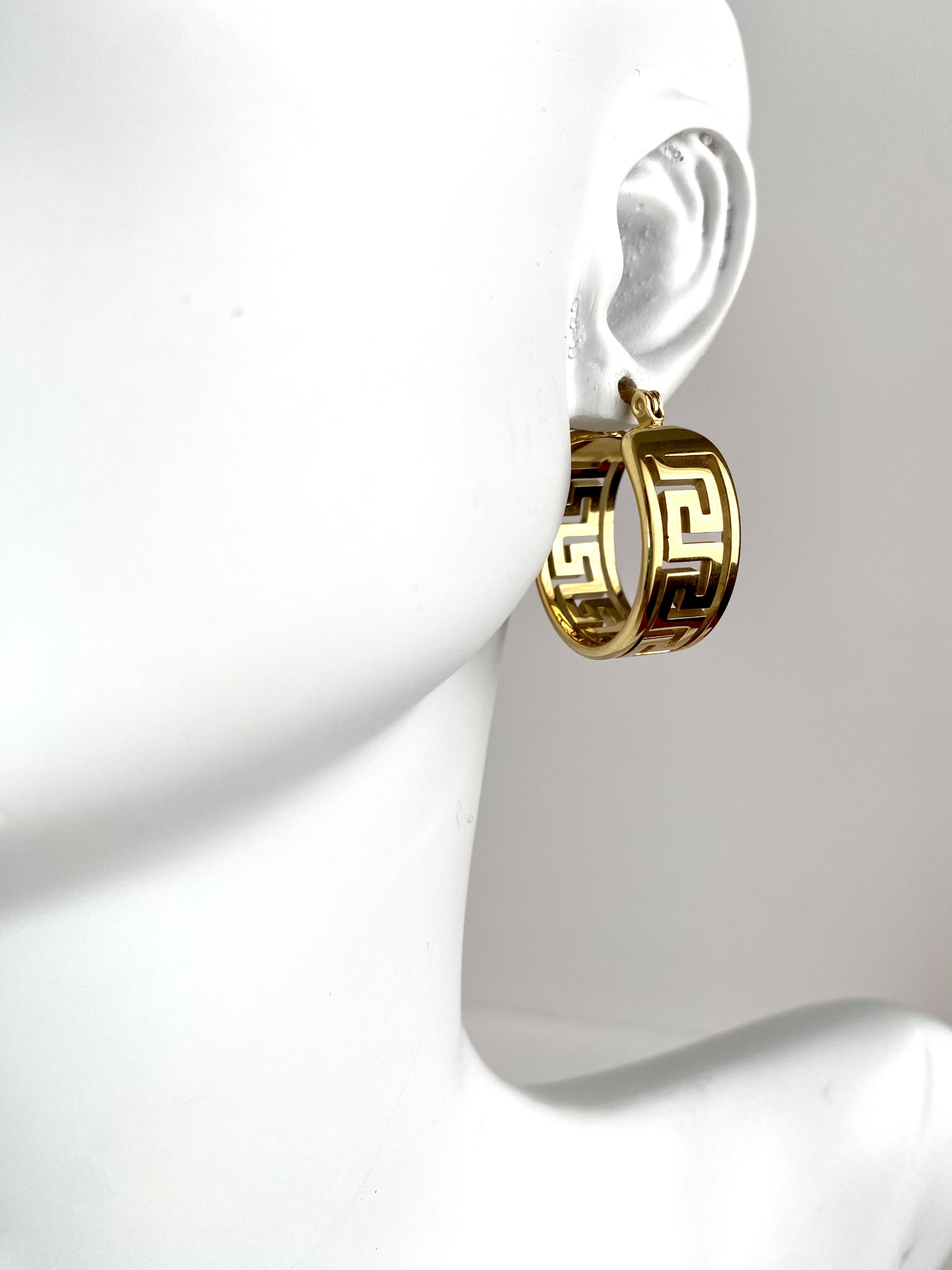 Versage Desen Çelik Halka Küpe