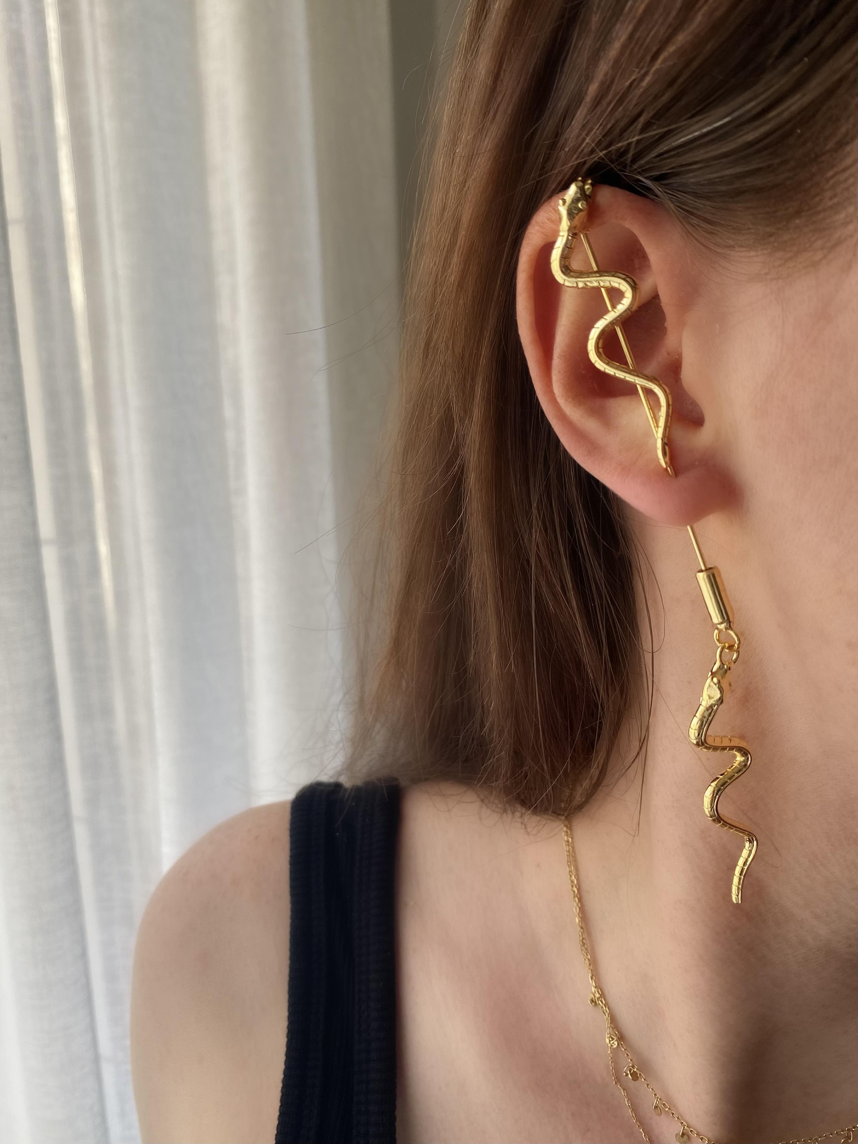 Yılan Tasarımlı Baston Küpe