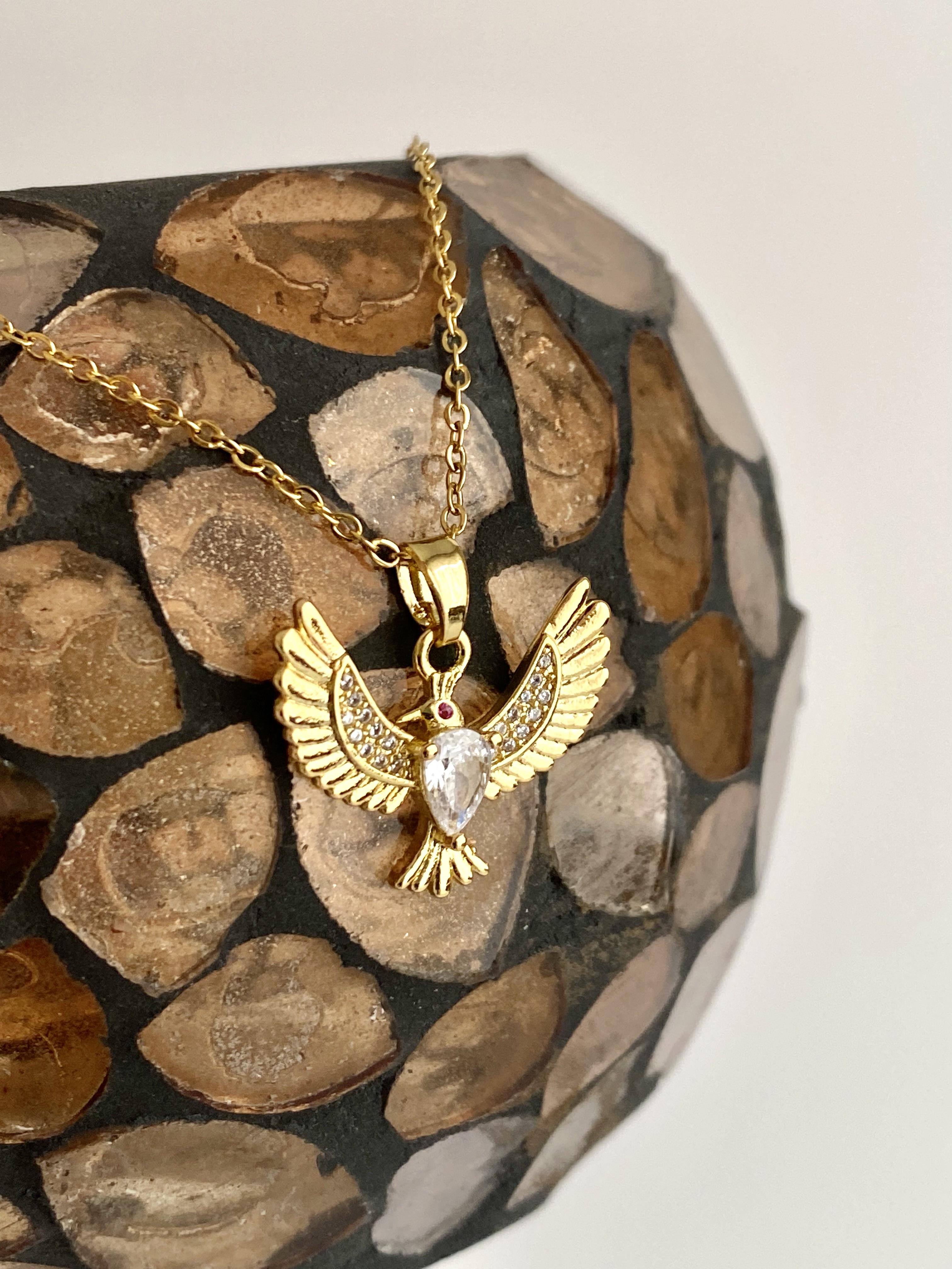 Zümrüdüanka Kuşu Çelik Kolye - Gold