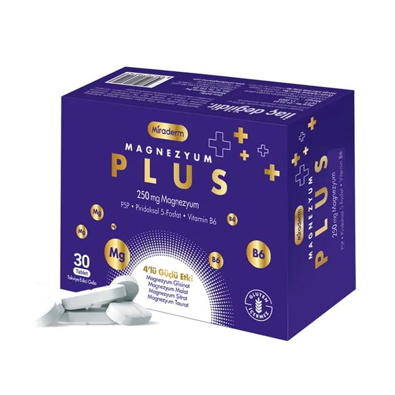 Miraderm Magnezyum Plus Takviye Edici Gıda 30 Tablet Miraderm