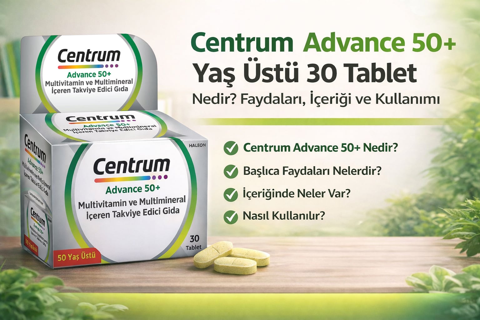 Centrum Advance 50 Yaş Üstü 30 Tablet Nedir? Faydaları, İçeriği ve Kullanımı