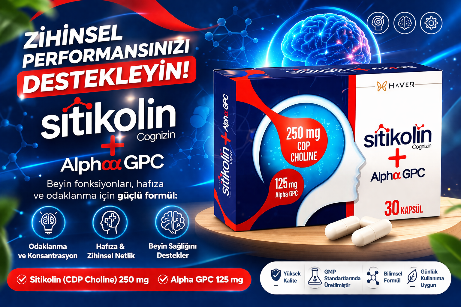 Haver Sitikolin Cognizin Alpha GPC 30 Kapsül Ne İşe Yarar? Faydaları Nelerdir?