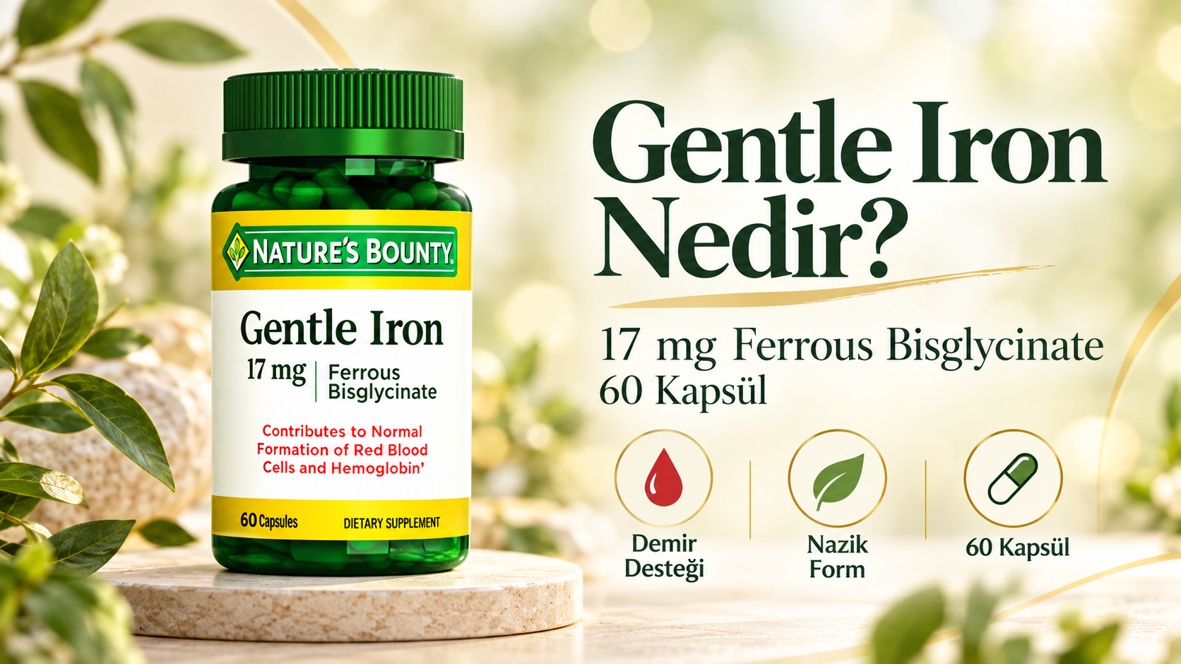 Nature's Bounty Gentle Iron 17 mg 60 Kapsül Nedir? Ne İşe Yarar, Nasıl Kullanılır?