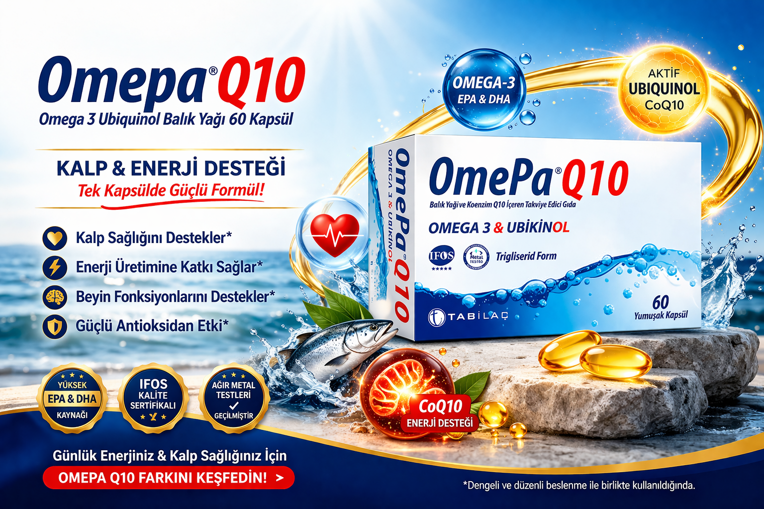 Omepa Q10 Omega 3 Ubiquinol Balık Yağı 60 Kapsül Nedir? Faydaları, Kullanımı ve Detaylı Rehber