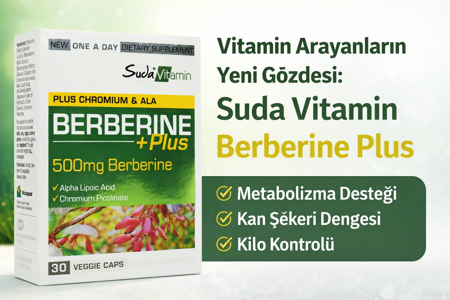 Suda Vitamin Berberine Plus 30 Kapsül Nedir? Vitamin Arayanların Yeni Gözdesi