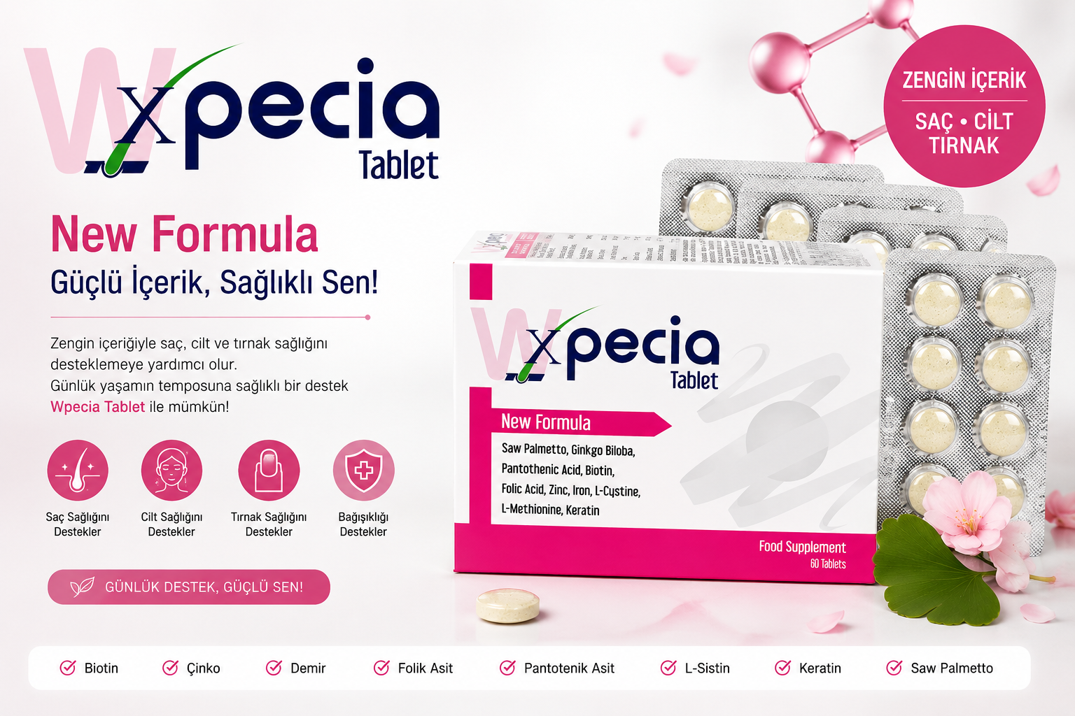 Xpecia Kadın 60 Tablet: Saç Dökülmesine Karşı Uzman Çözüm