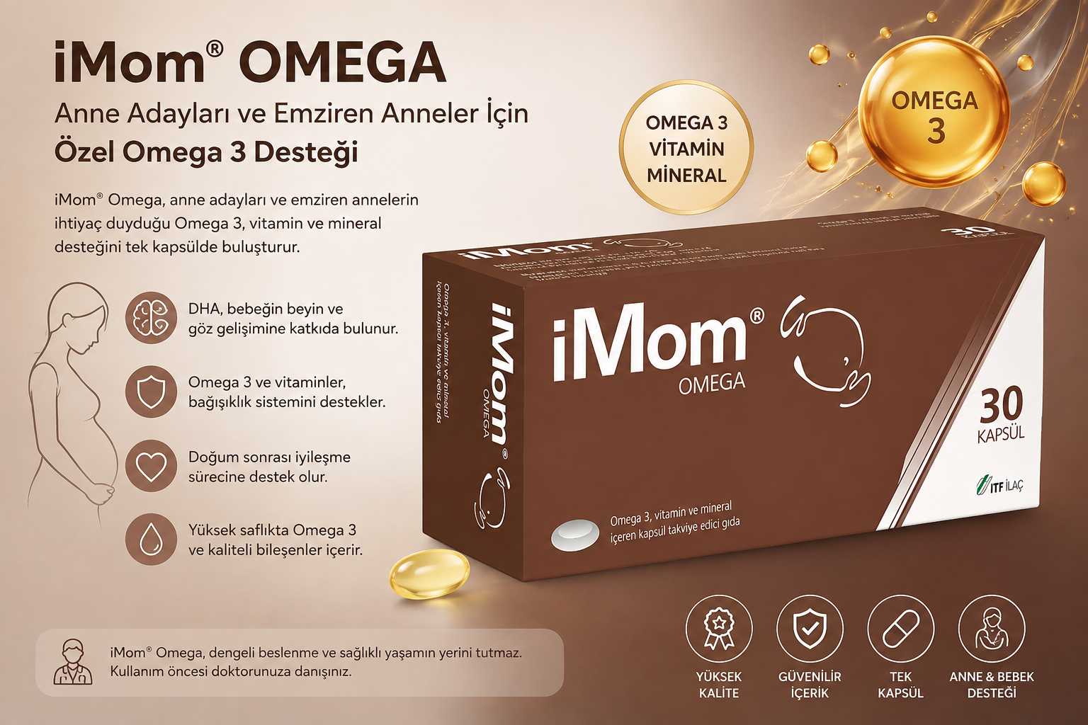 iMom Omega 30 Kapsül: Anne Adayları ve Anneler İçin Kapsamlı Sağlık Rehberi