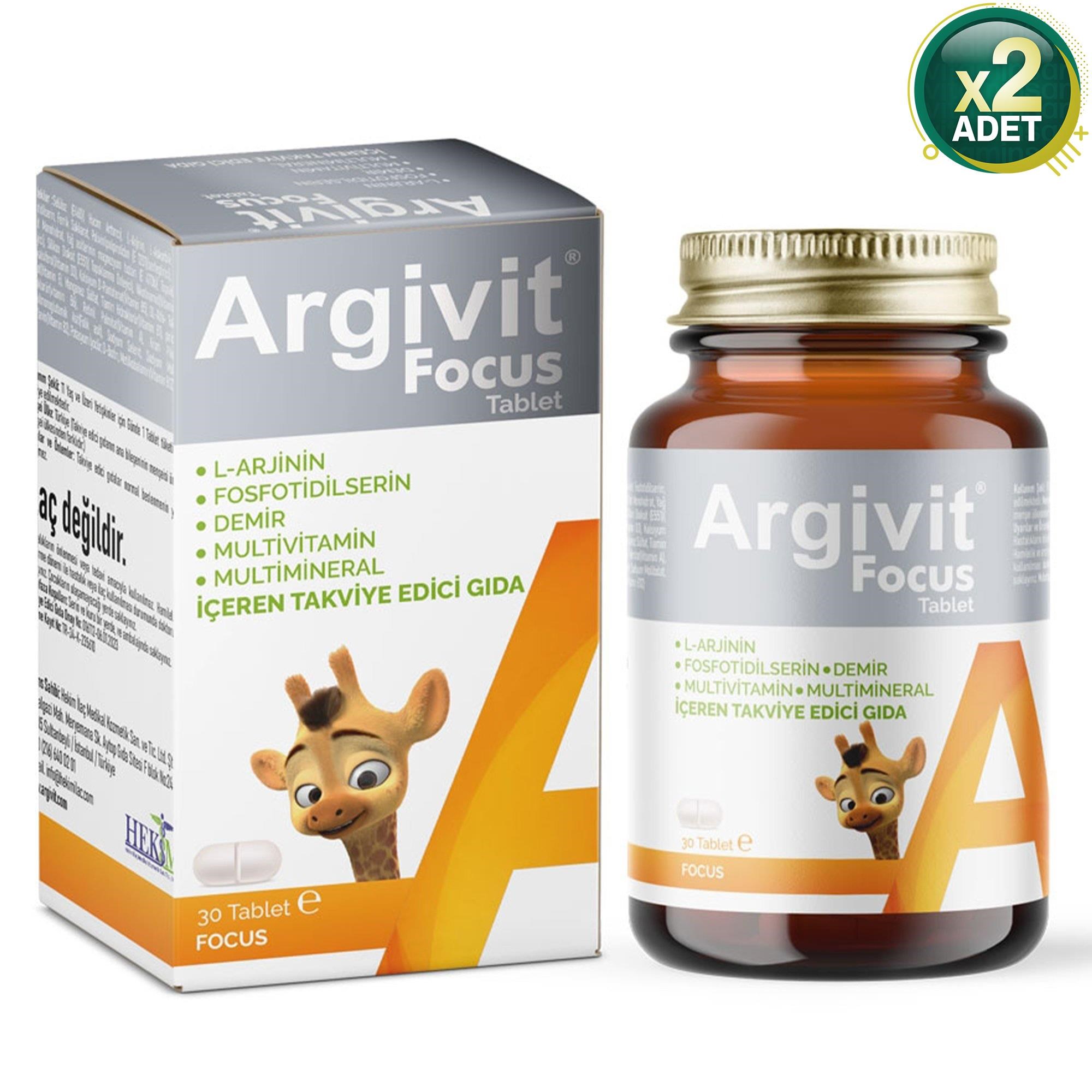 Argivit Focus 30 Tablet 2 Adet (Ilaç Kutusu Hediyeli)