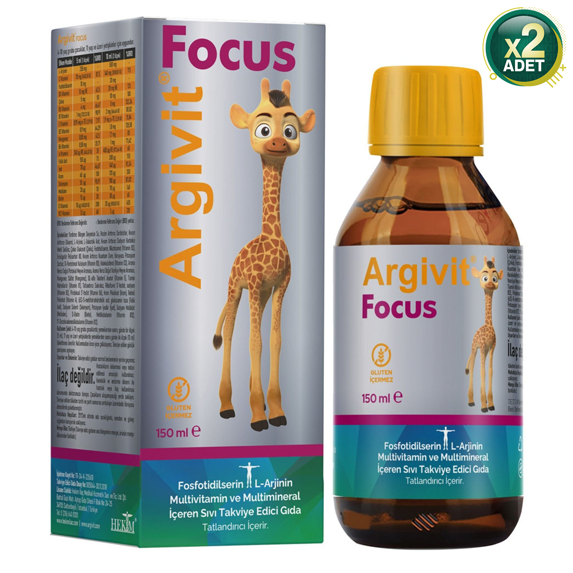 Argivit Focus 2 li Aile Paketi 2 Adet 150 ml Şurup - Karışık Meyve