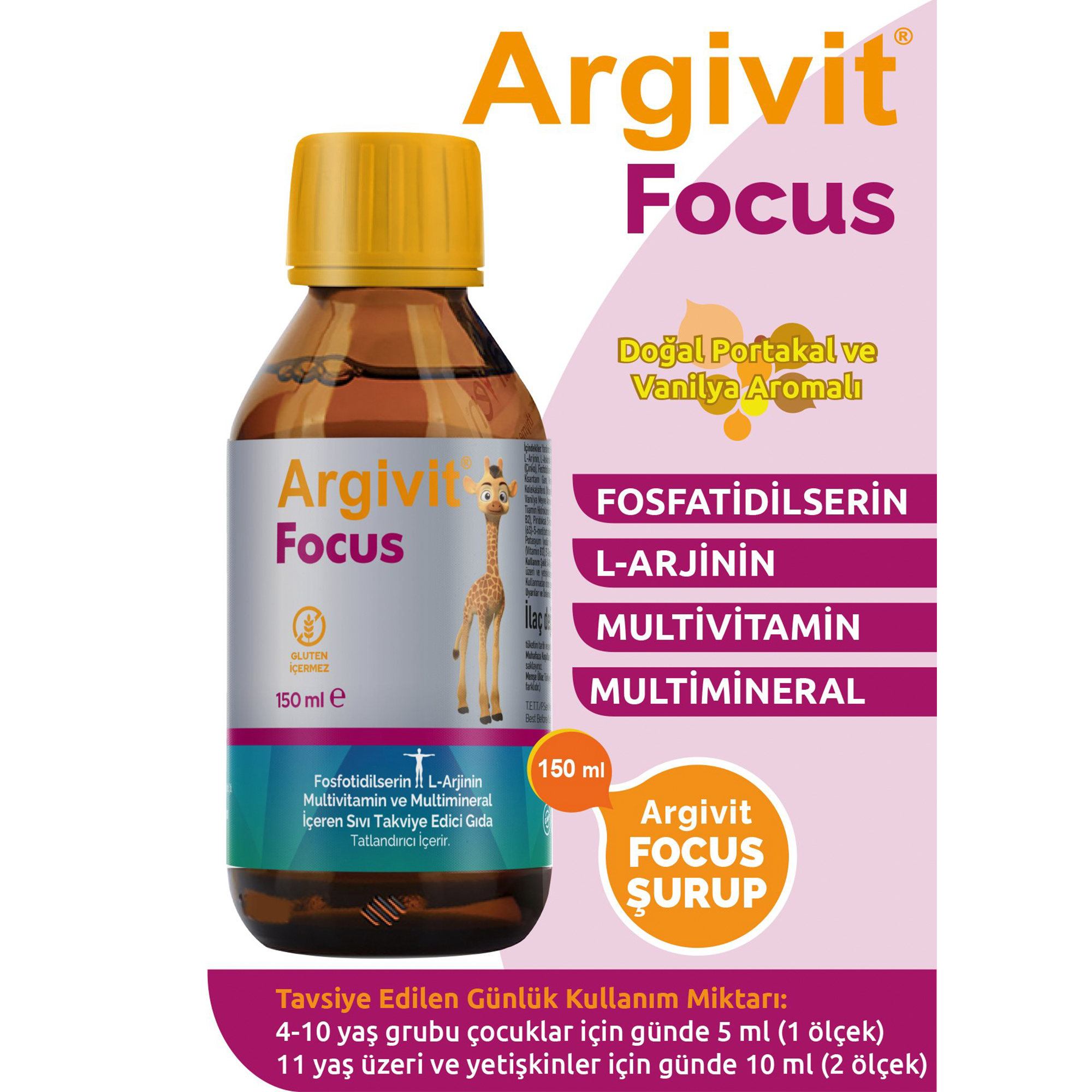 Argivit Focus Şurup 2li Avantajlı Paket 150 ml Zihin Gelişimi İçin Özel Formül