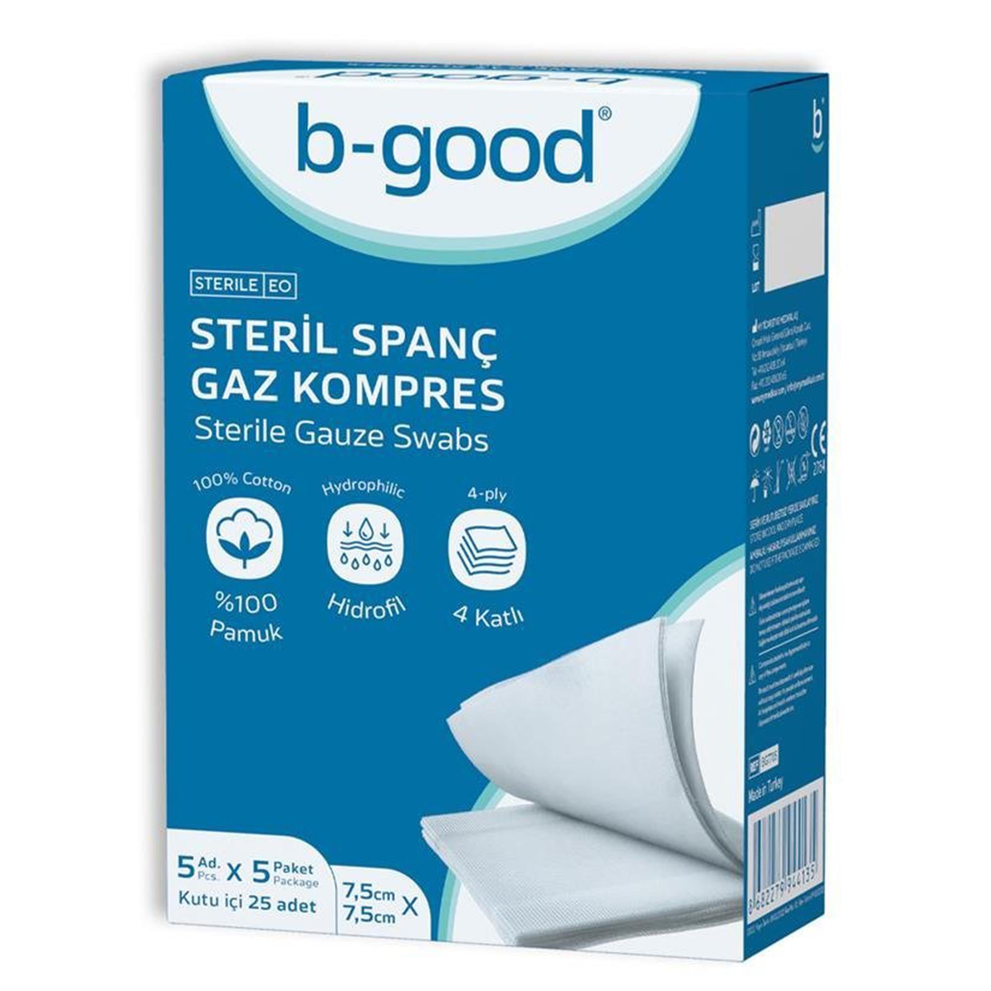 B-Good Gaz Kompres 7,5 x 7,5 cm 25'li