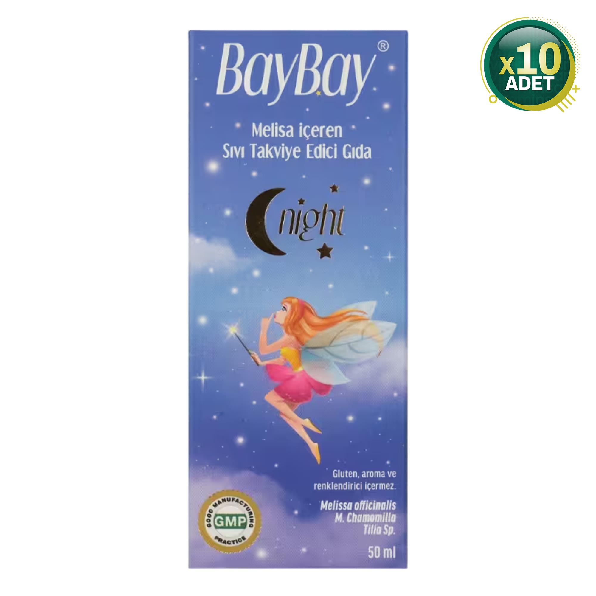 Baybay Night Melisa İçeren Bitkisel Damla 50 Ml 10 Adet
