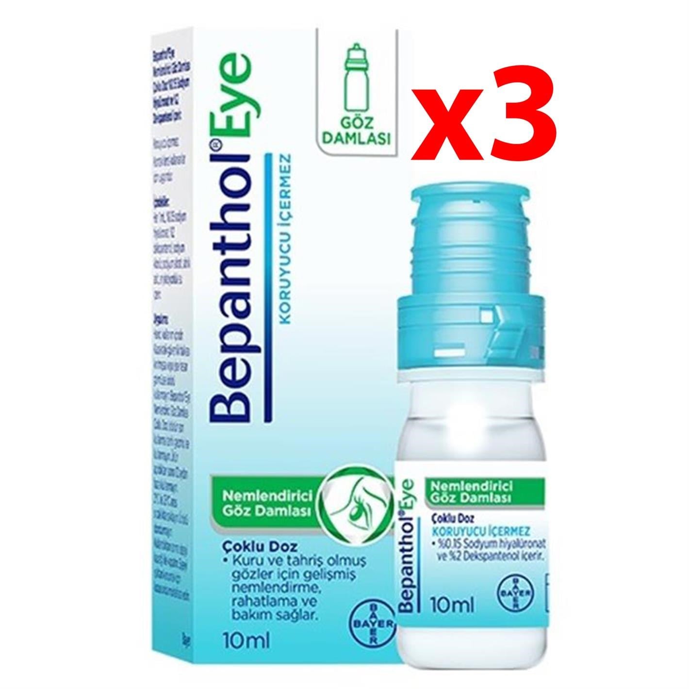 Bepanthol Eye Nemlendirici Göz Damlası 10 ml 3 Adet