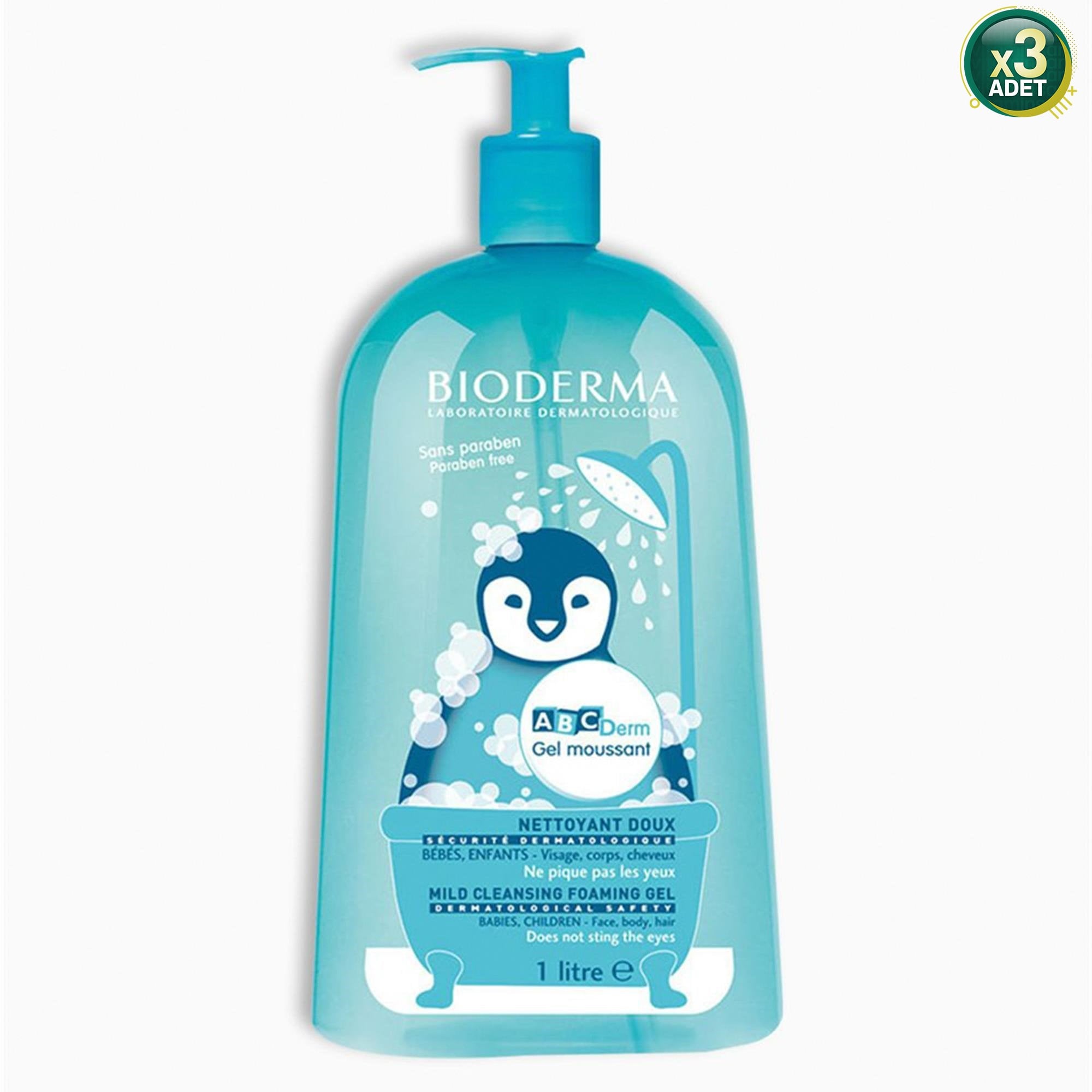 Bioderma ABCDerm Foaming Cleanser 1 lt 3 Adet