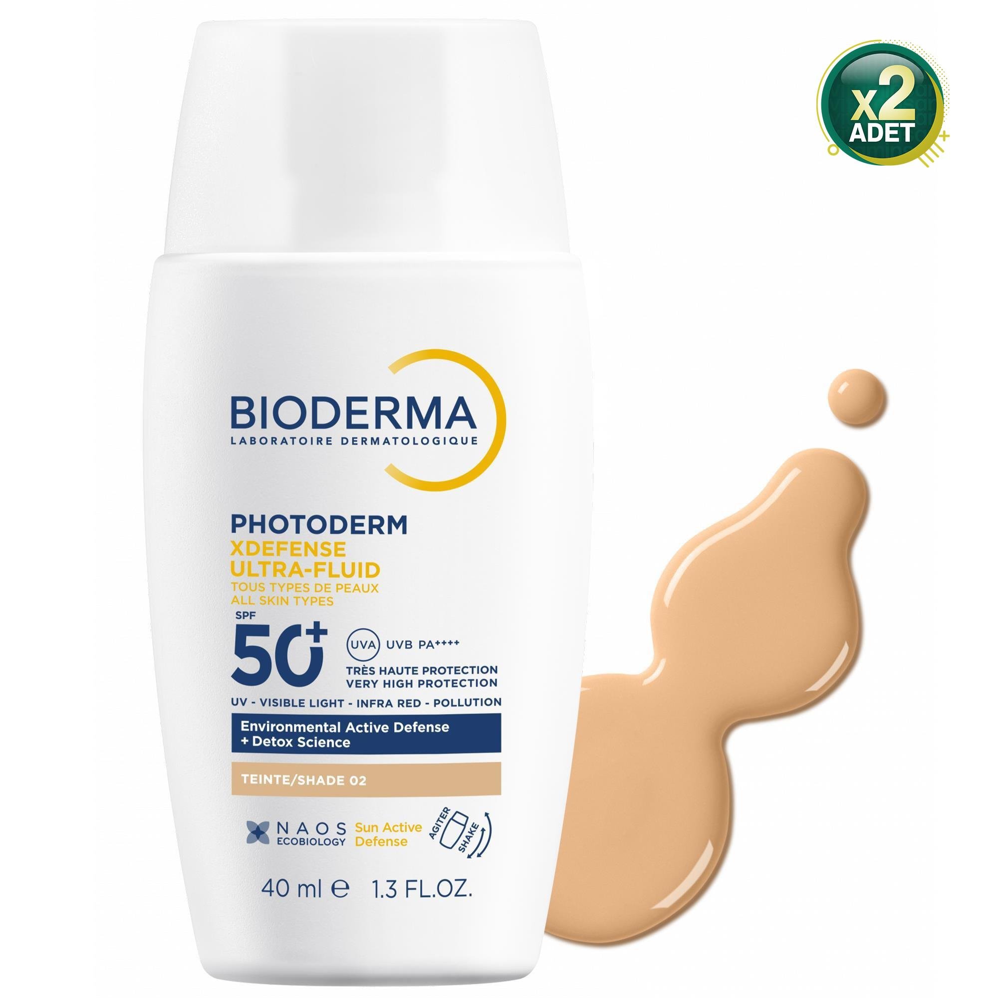 Bioderma Photoderm XDefense Ultra Fluid Light 40 ml 50 Faktör Renkli Güneş Kremi 2 Adet