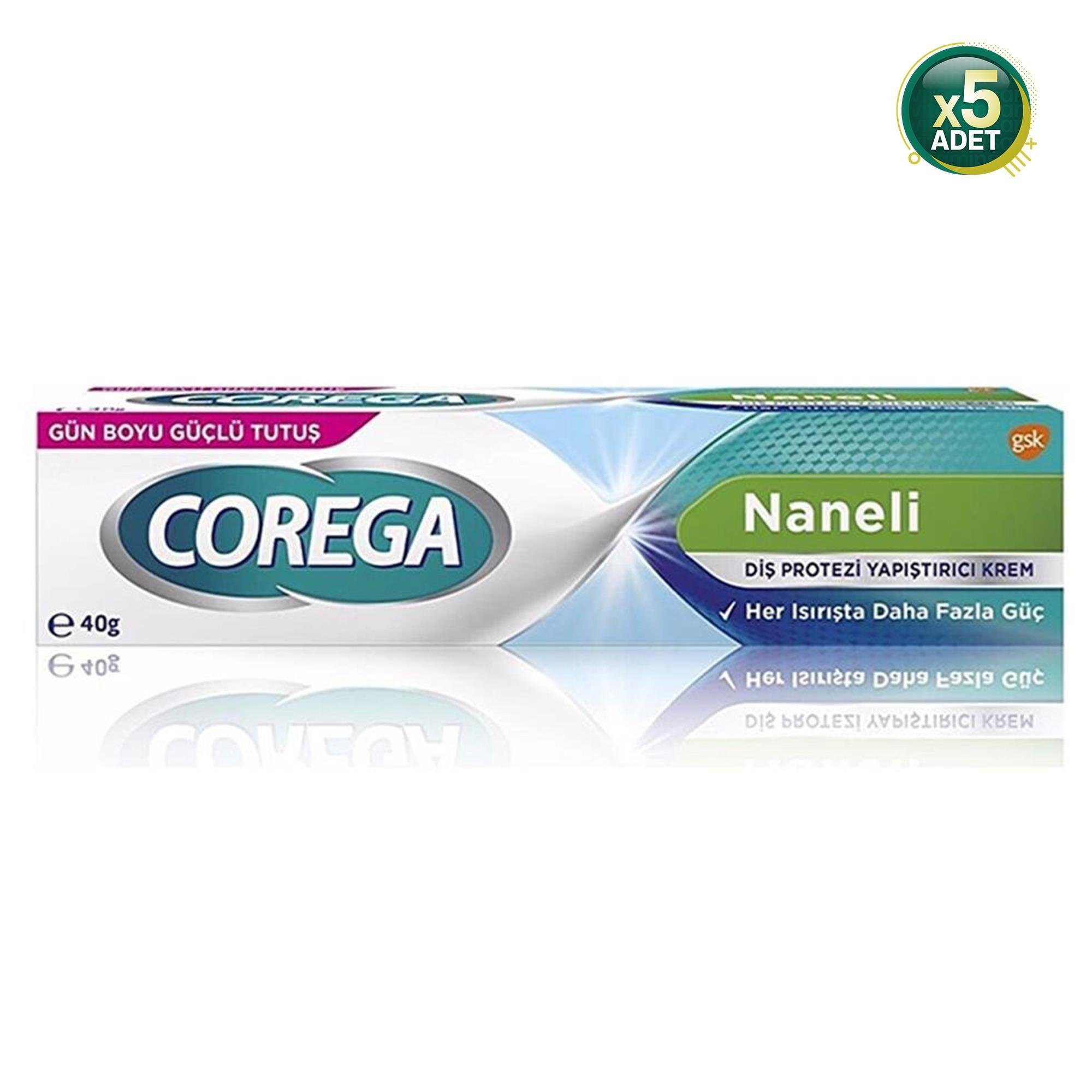 Corega Diş Protezi Yapıştırıcı Krem Naneli 40 gr X5 Adet