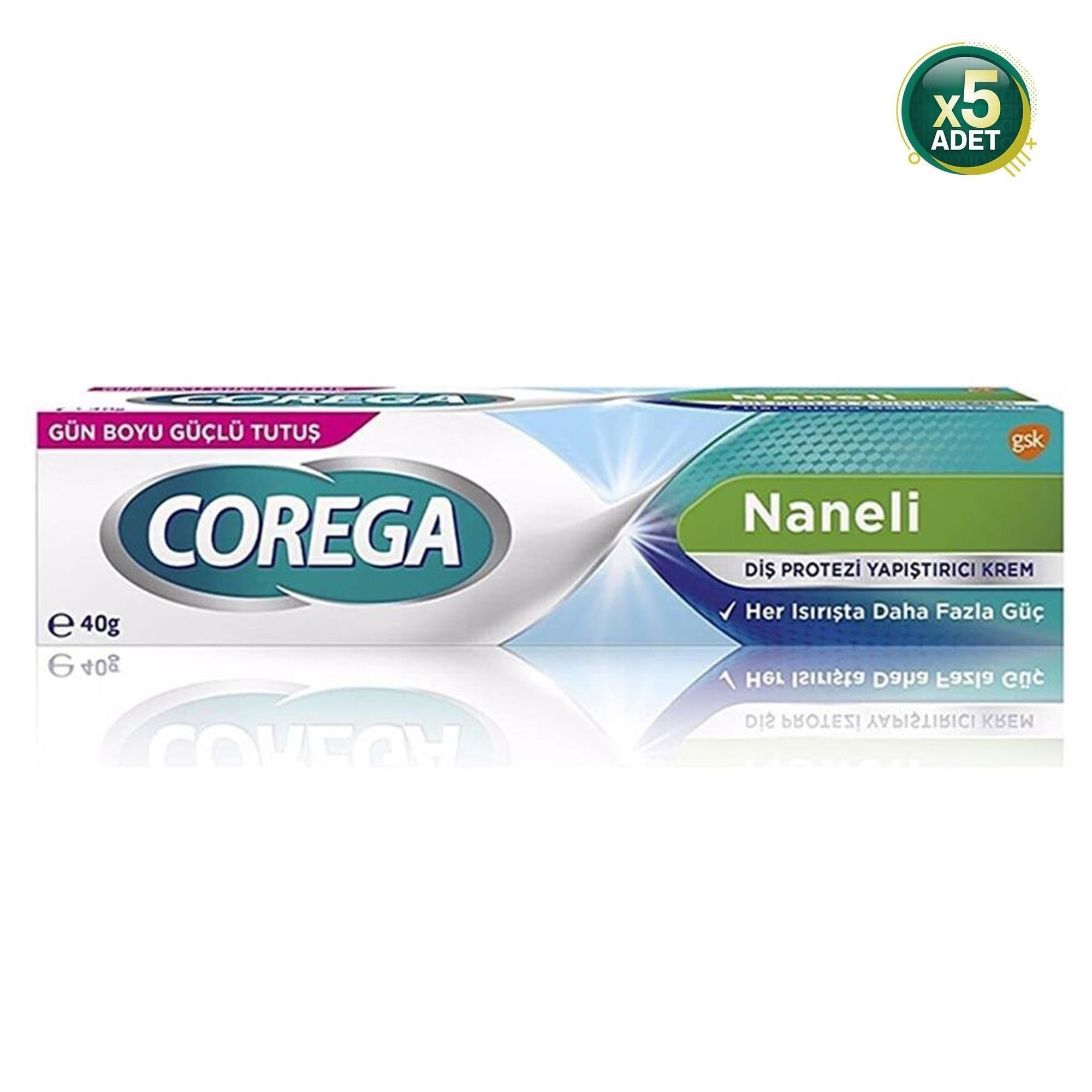 Corega Süper Protez Yapıştırıcı Naneli Krem 40 Gr 5 Adet