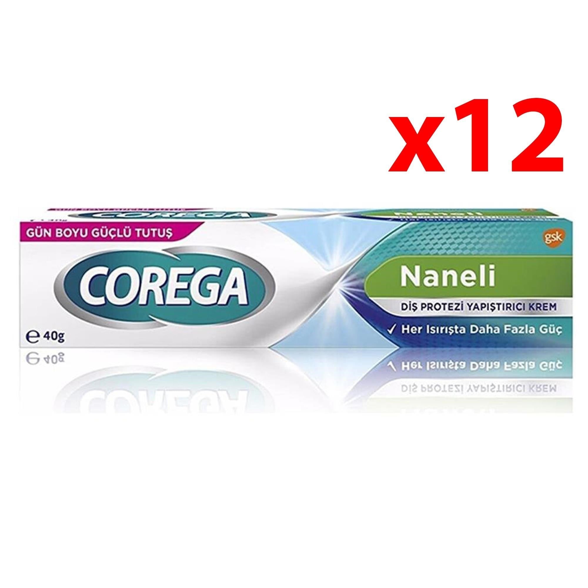 Corega Süper Diş Protezi Yapıştırıcı Naneli Krem 40 gr 12 Adet 104563-12-2