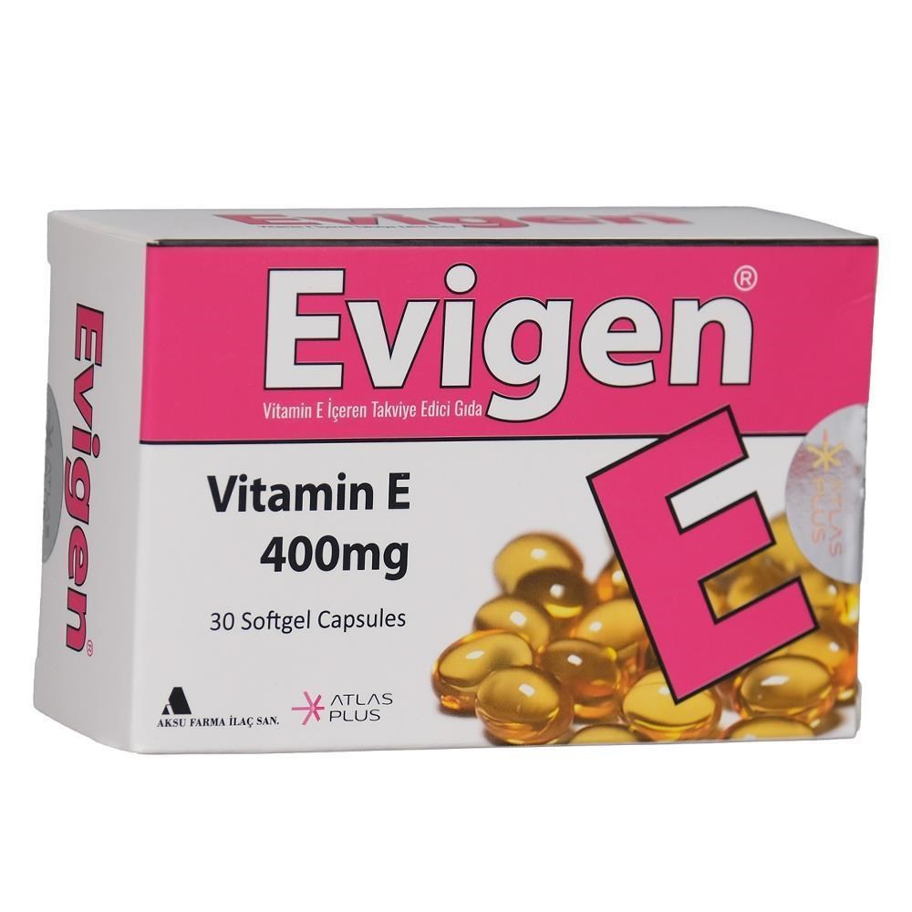 Evigen Vitamin E 400 Mg 30 Yumuşak Kapsül Türkiye Menşeli Besleyici Takviye Edici Gıda