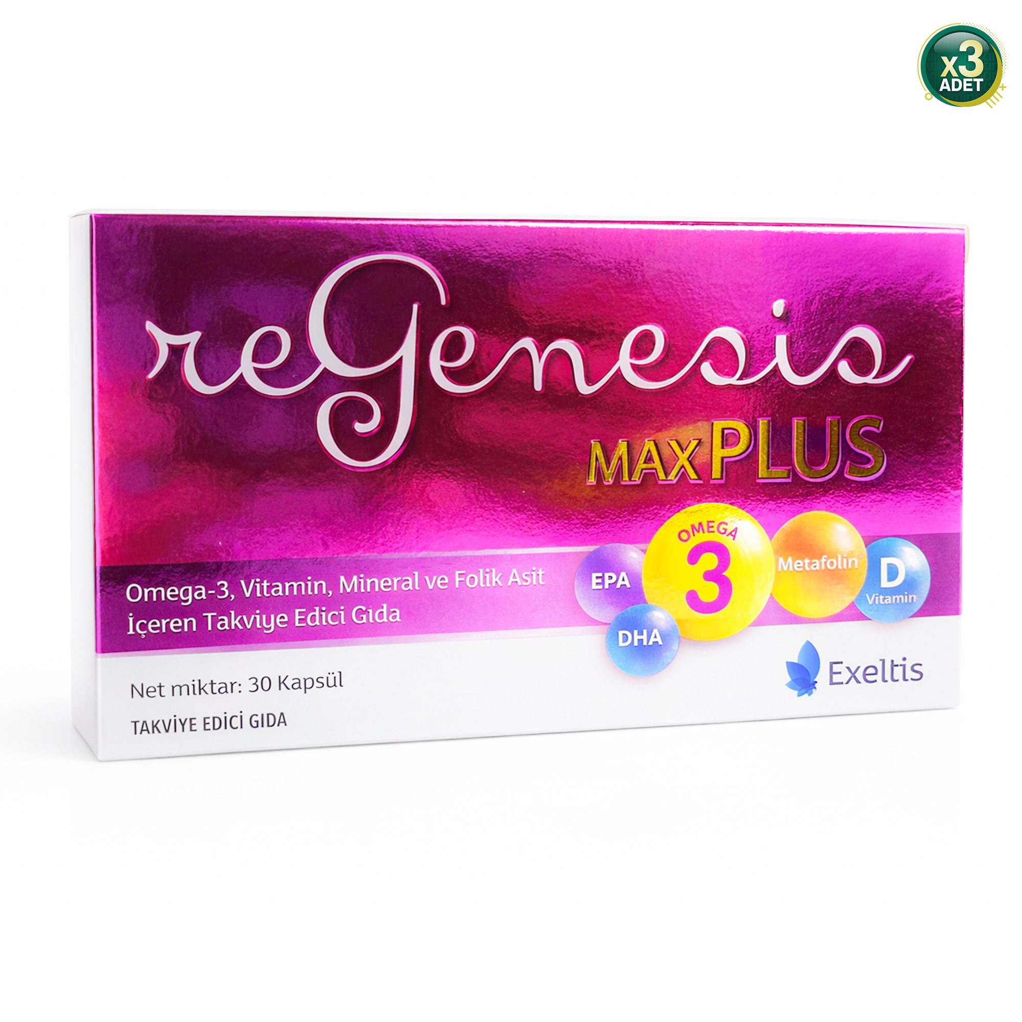 Exeltis Regenesis Max 30 Kapsül 3 Kutu