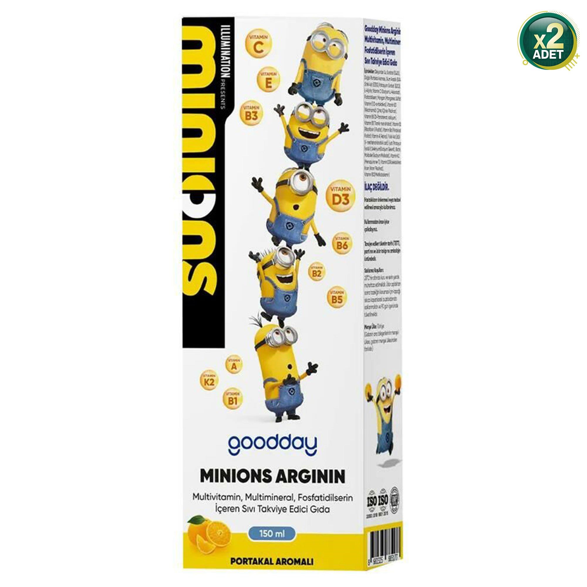 Goodday Minions Arginin Multivitamin Minarel Şurup 150 ml 2 Adet - Portakal