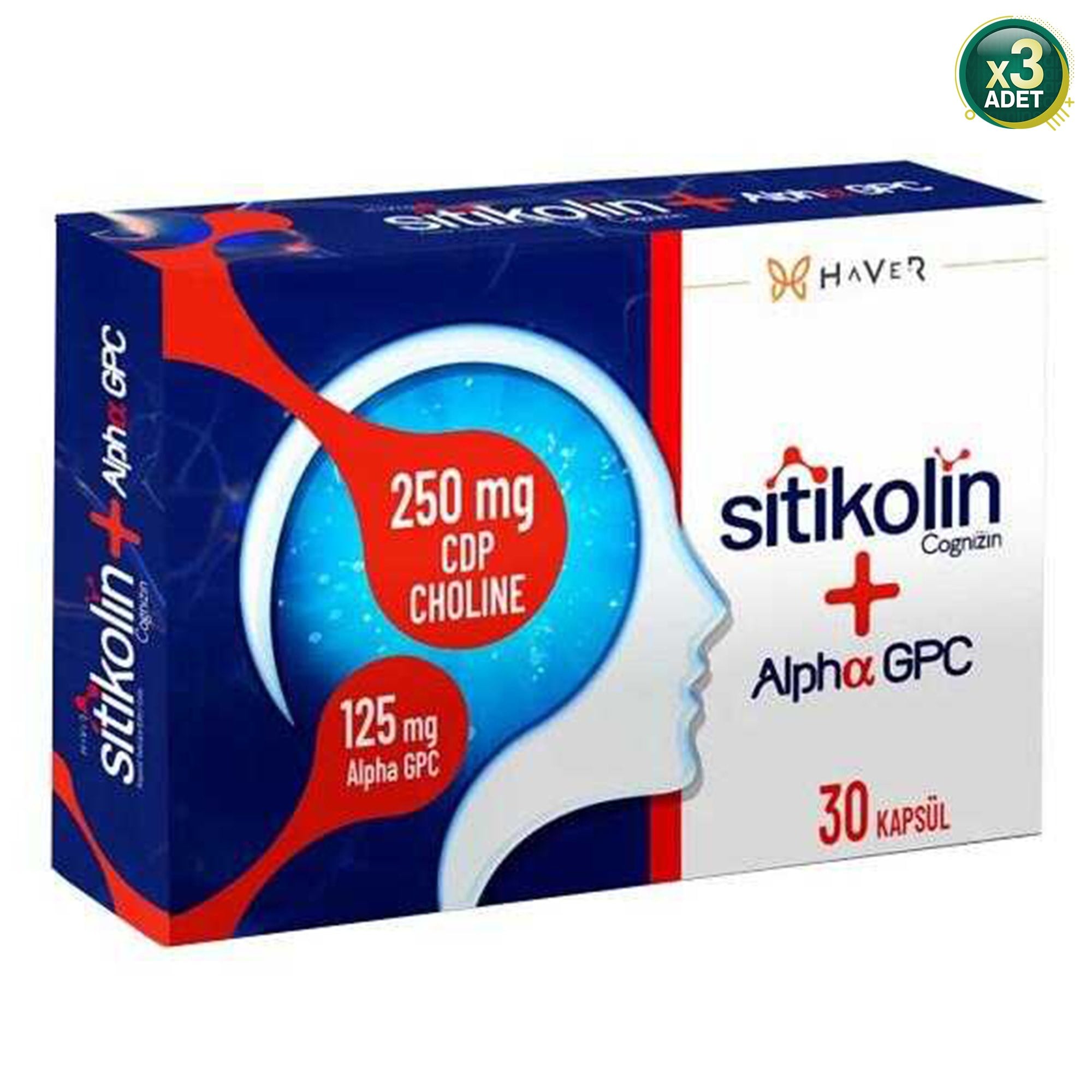 Haver Sitikolin Cognizin Alpha Gpc 30 Kapsül - 3 Adet (90 Kapsül)