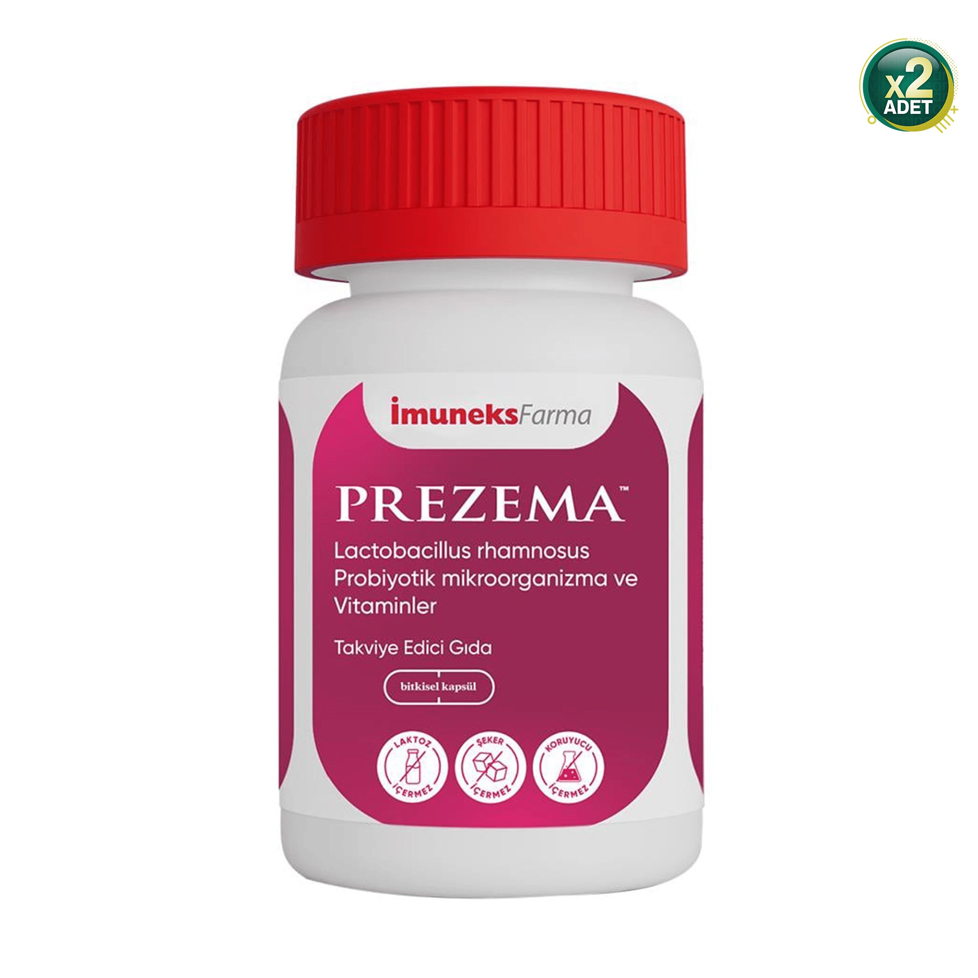 Imuneks Farma Prezema Lactobacillus Rhamnosus Probiyotik Mikroorganizma ve Vitaminler İçeren Takviye Edici Gıda 30 Kapsül x 2 Adet