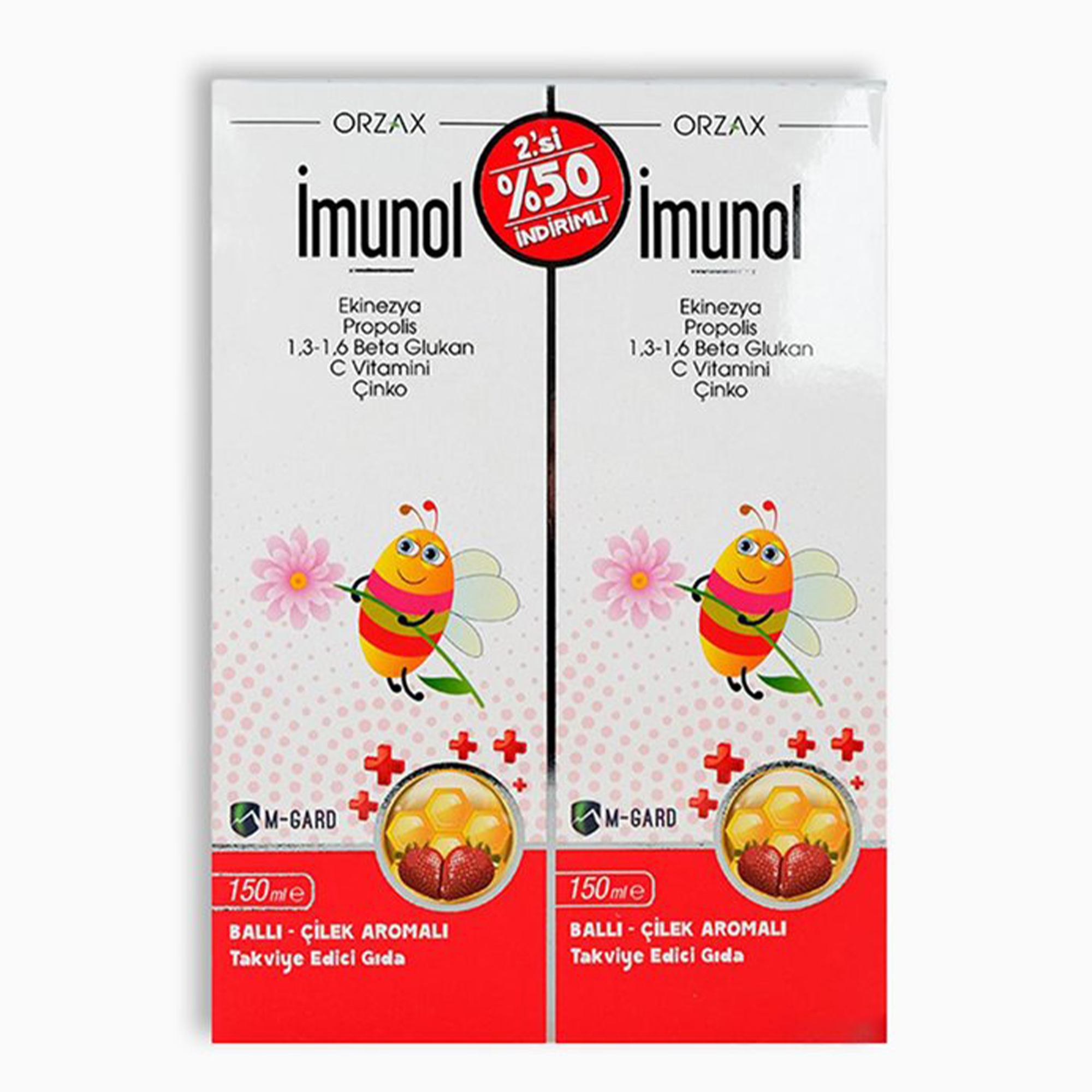 İmunol Ballı Çilek Aromalı Şurup 150 ml 2 Adet