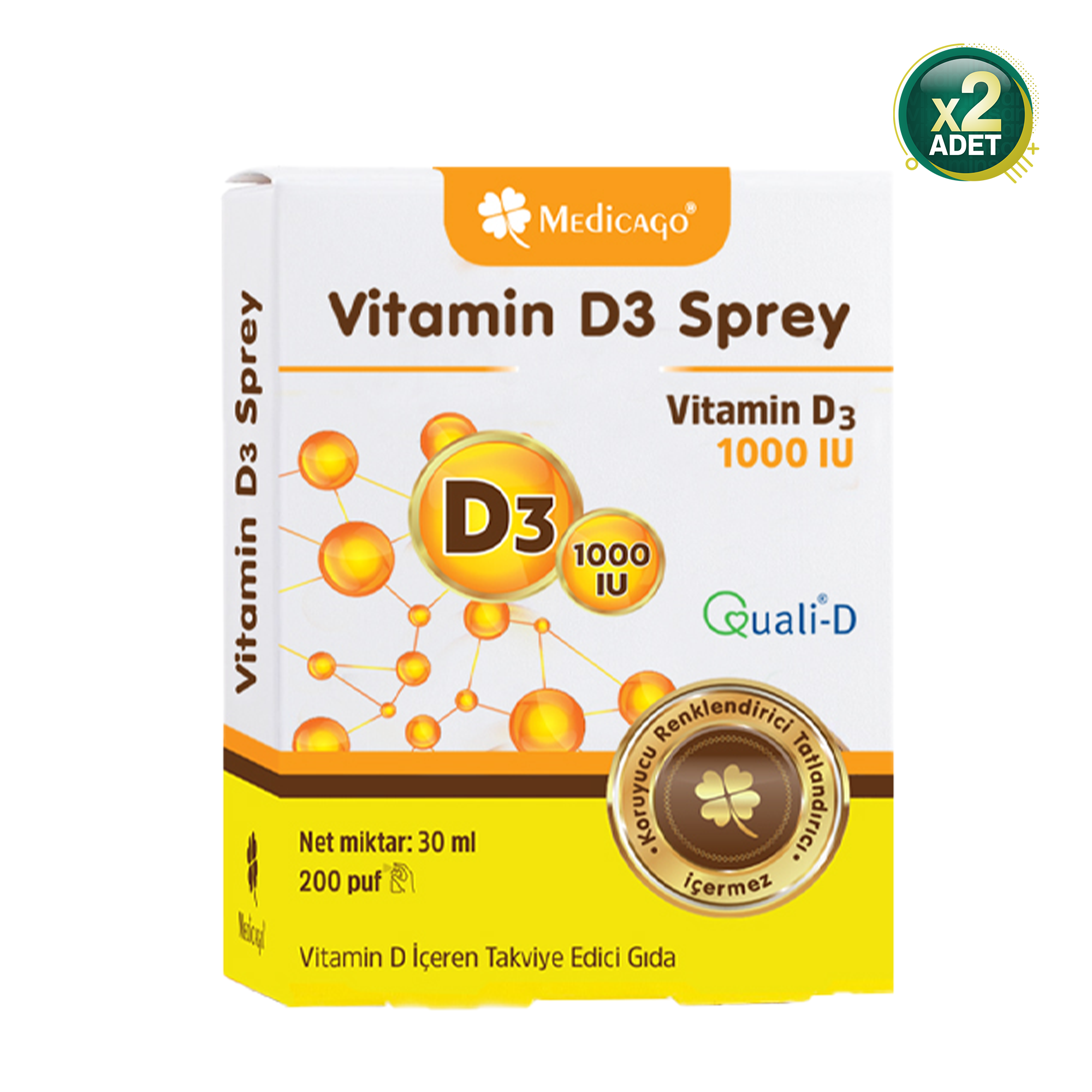 Medicago Vitamin D3 1000 IU Sprey 30 ml 2 Adet
