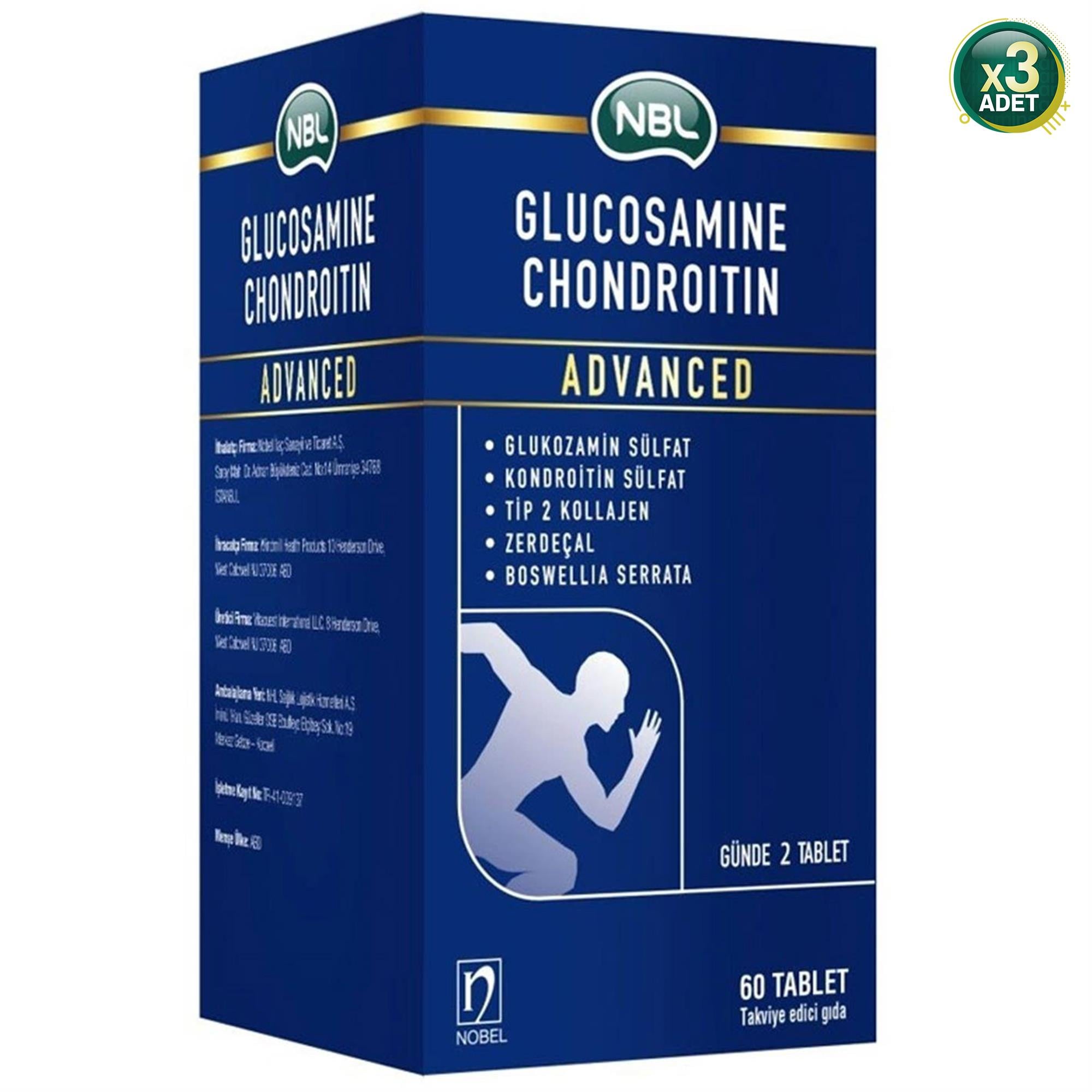 NBL Glucosamine Chondroitin Advanced 60 Tablet 3 Adet