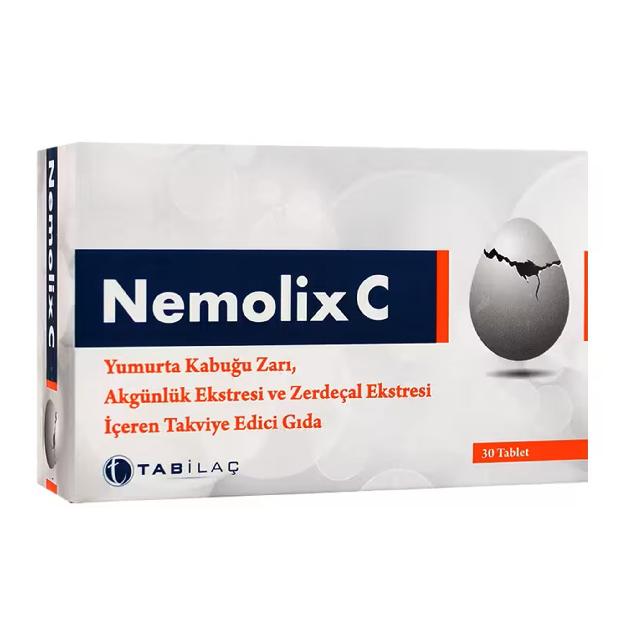 Nemolix C Yumurta Kabuğu Zarı 30 Tablet
