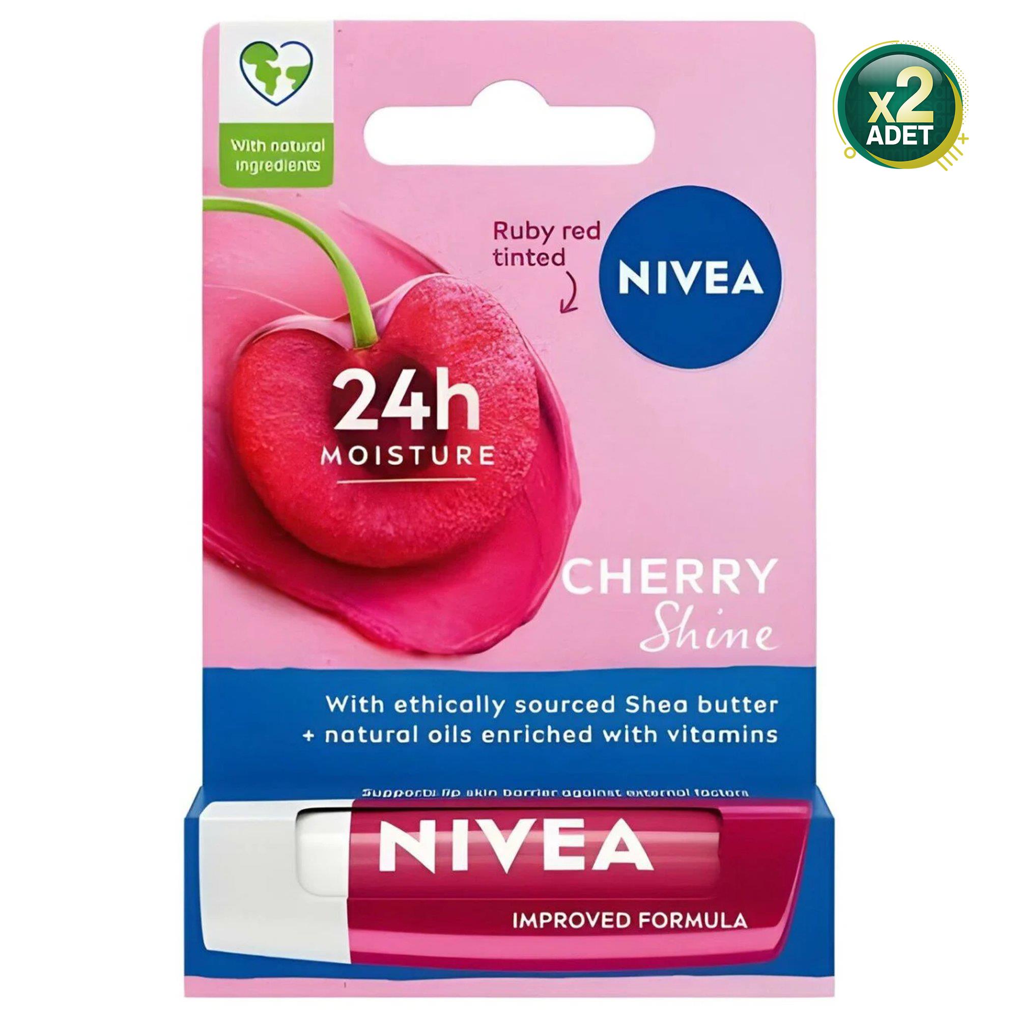 Nivea Bakım Yapan Dudak Bakım Kremi Cherry 4/8 gr 2 Adet