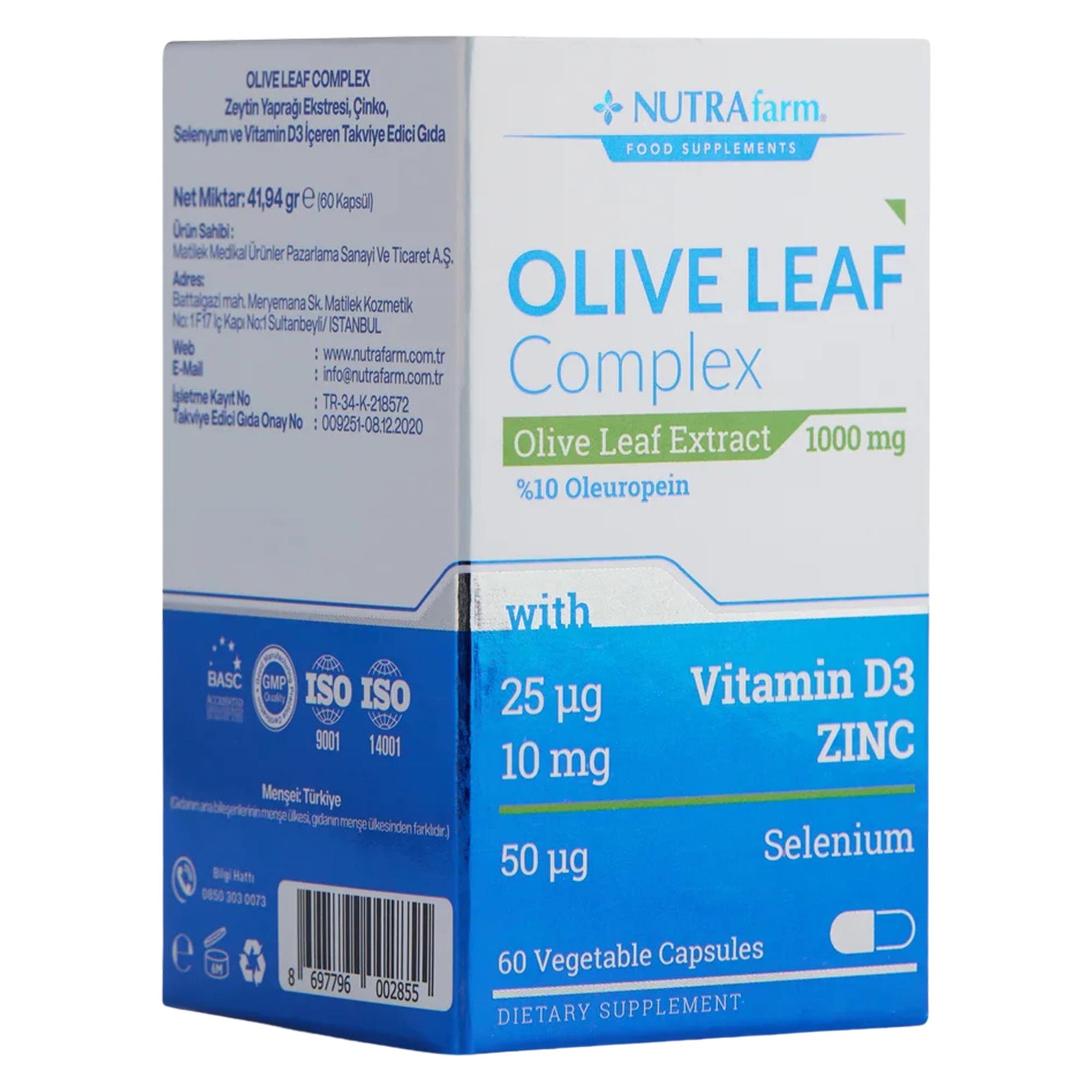 Nutrafarm Olive Leaf Complex Takviye Edici Gıda 60 Kapsül
