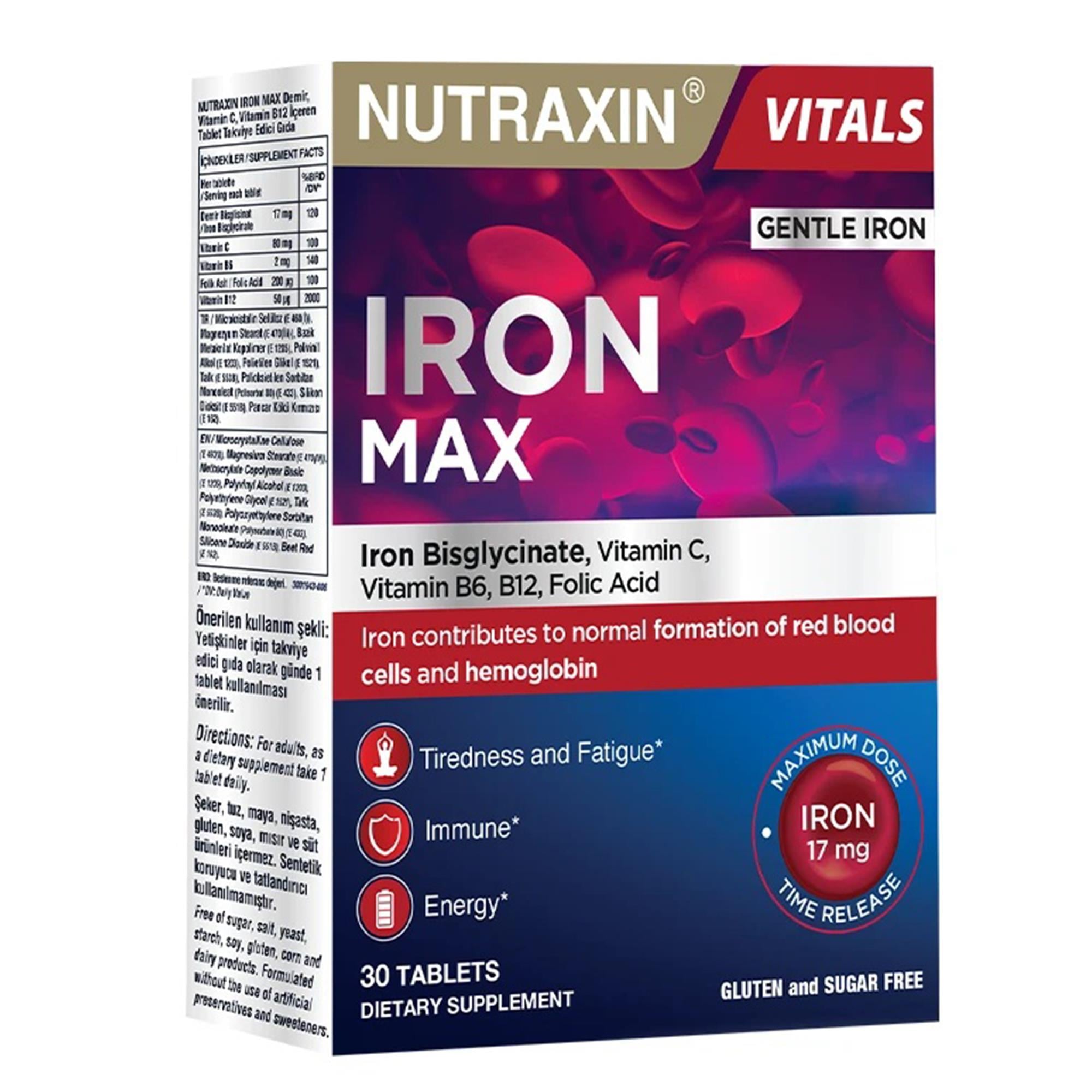 Nutraxin Iron Max Takviye Edici Gıda 30 Tablet