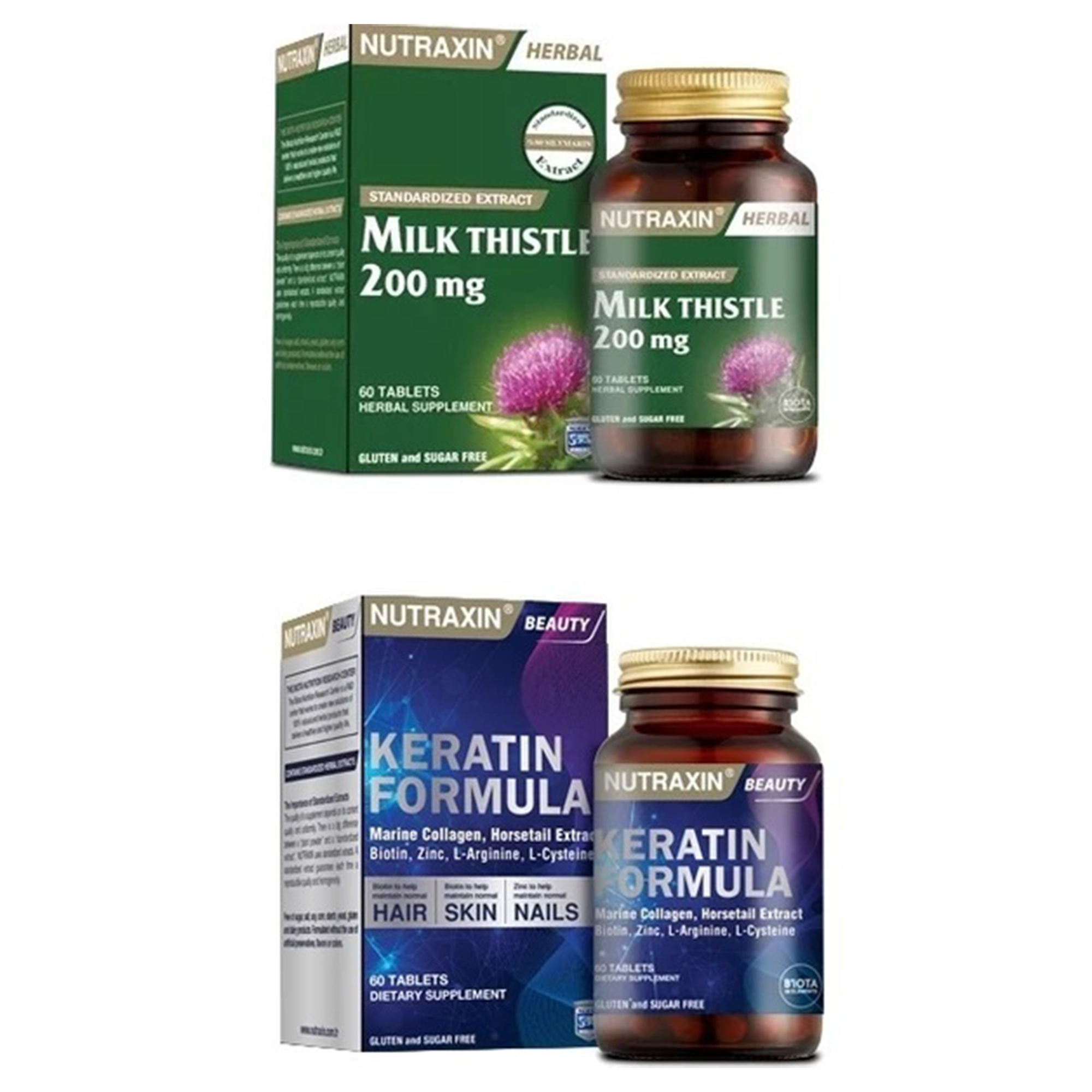Nutraxin Milk Thistle 60 Tablet + Keratin Formula 60 Tablet