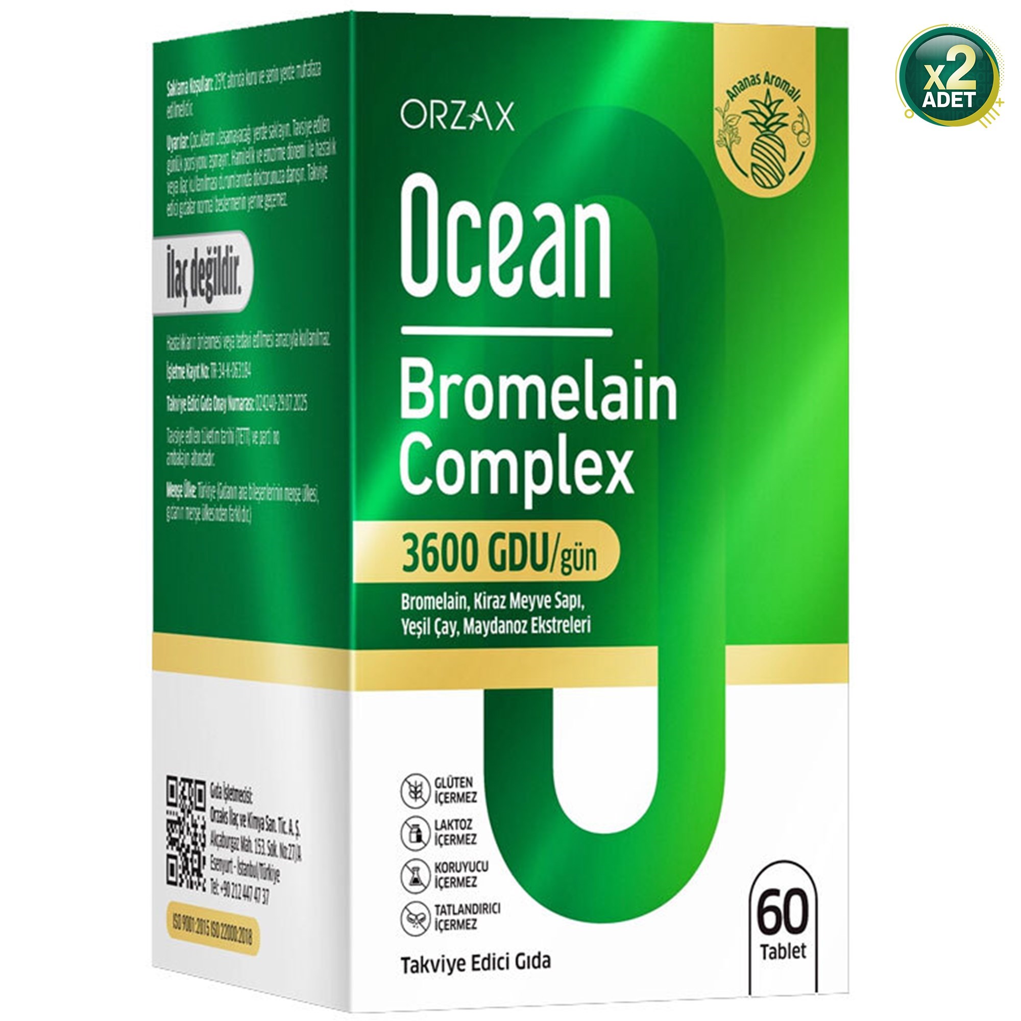 Ocean Bromelain Complex 60 Tablet X 2 Adet