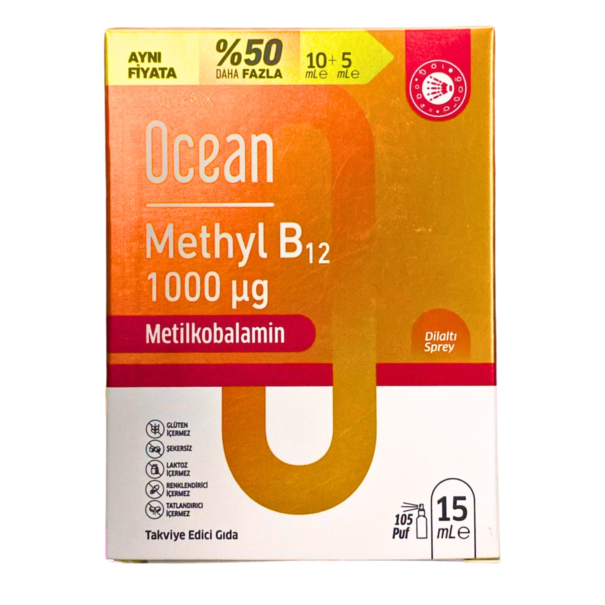 Ocean Methyl B12 1000 mcg 15 ml Dilaltı Sprey