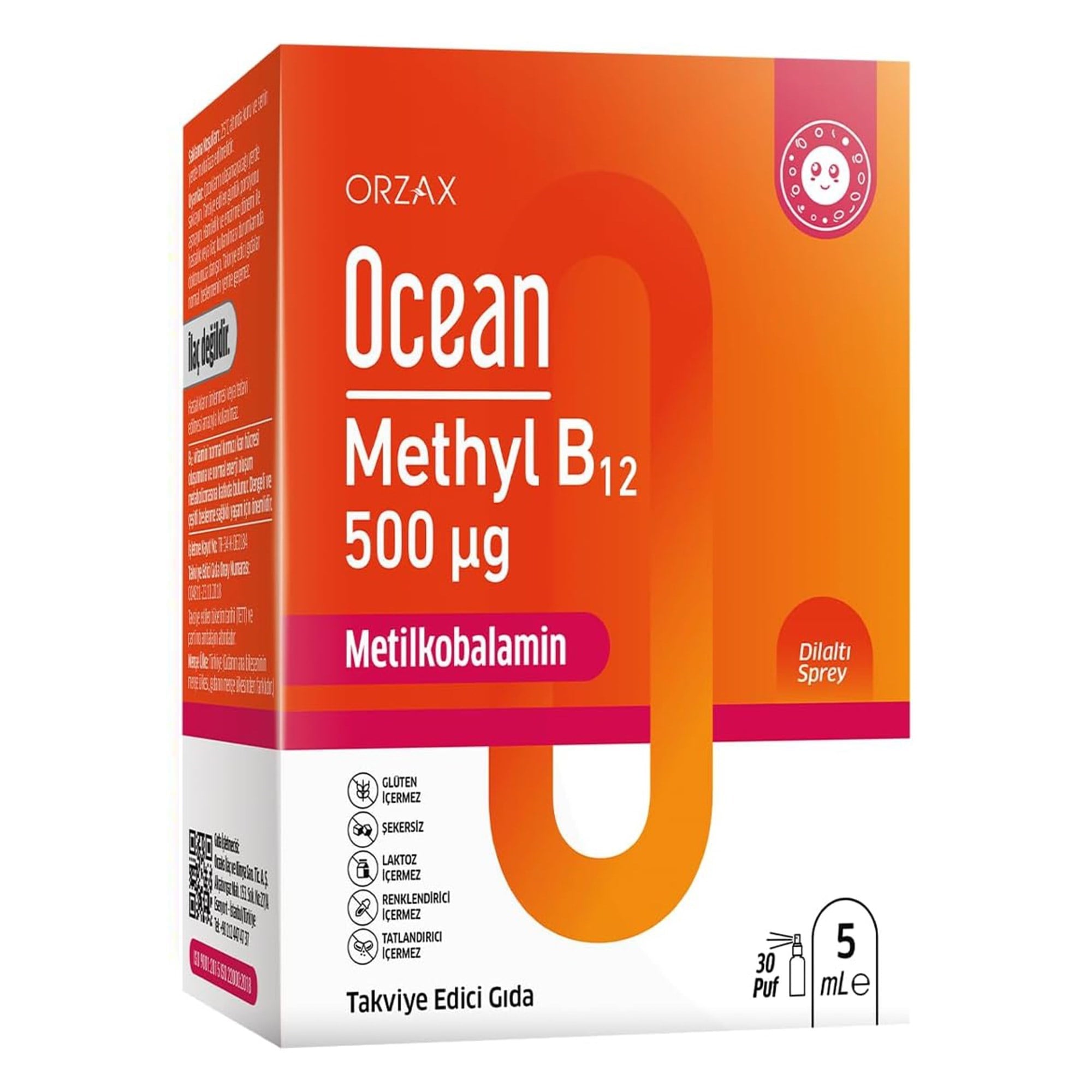 Ocean Methyl B12 500 mcg Dilaltı Sprey, 5 ml 5552555204360