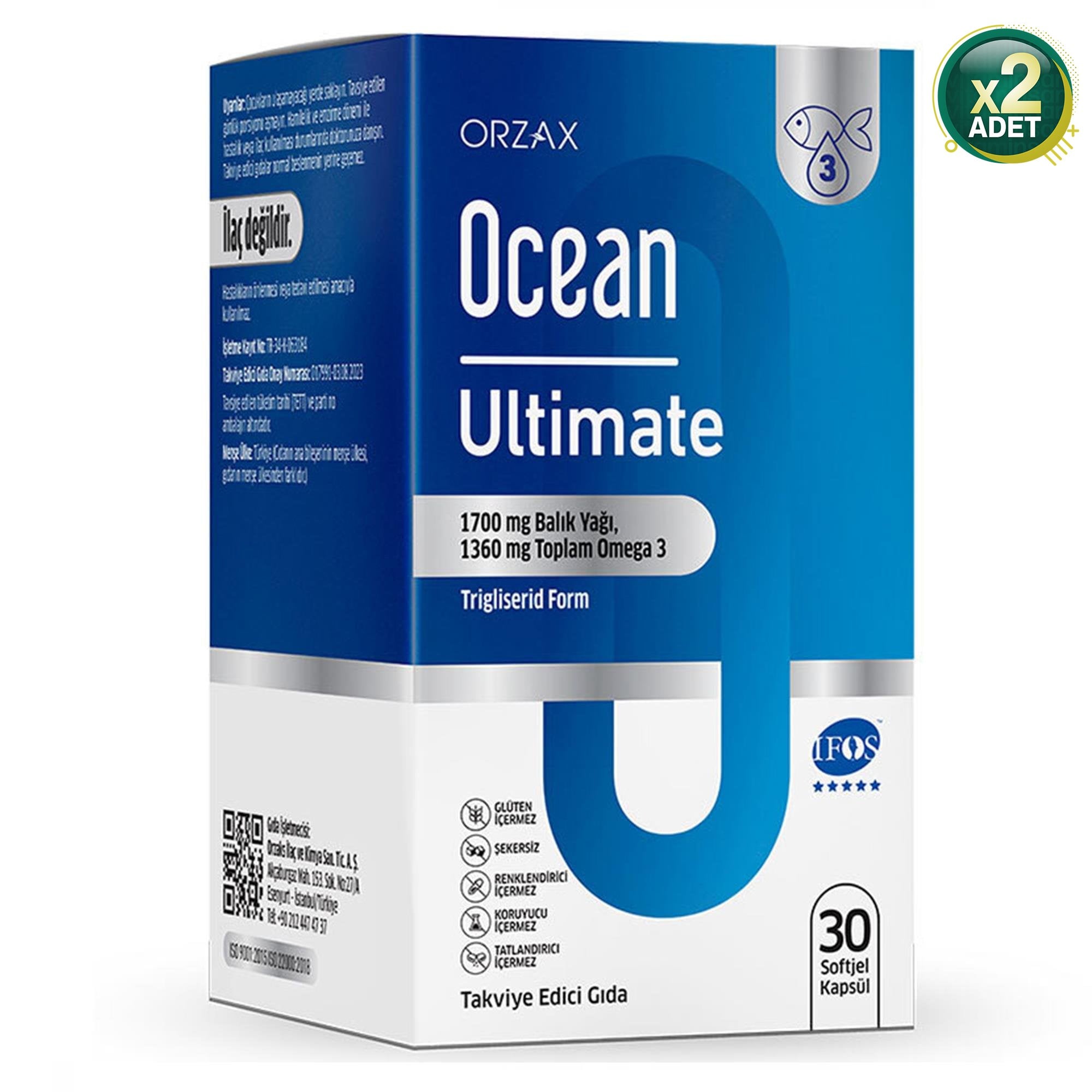 Ocean Ultimate Balık Yağı 1700 mg 30 Kapsül 2'li