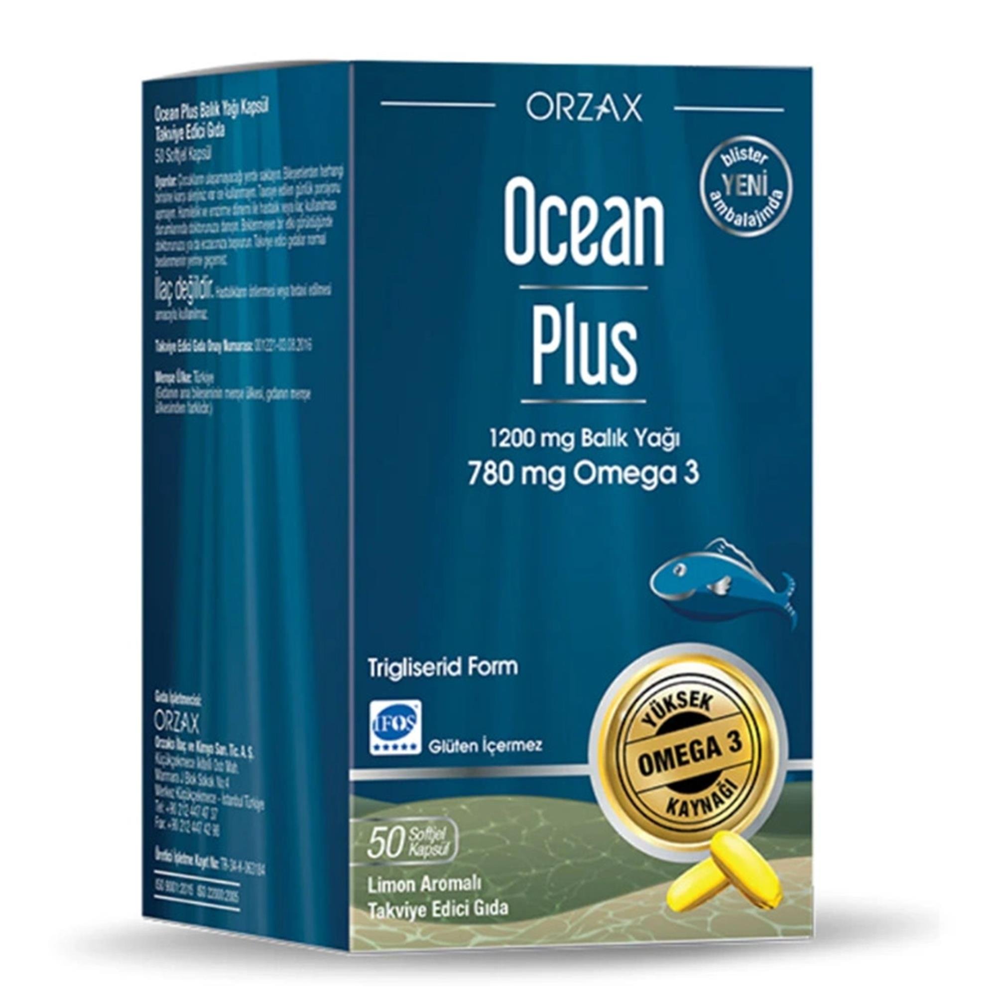 Orzax Ocean Plus 1200ng Omega 3 Saf Balık Yağı